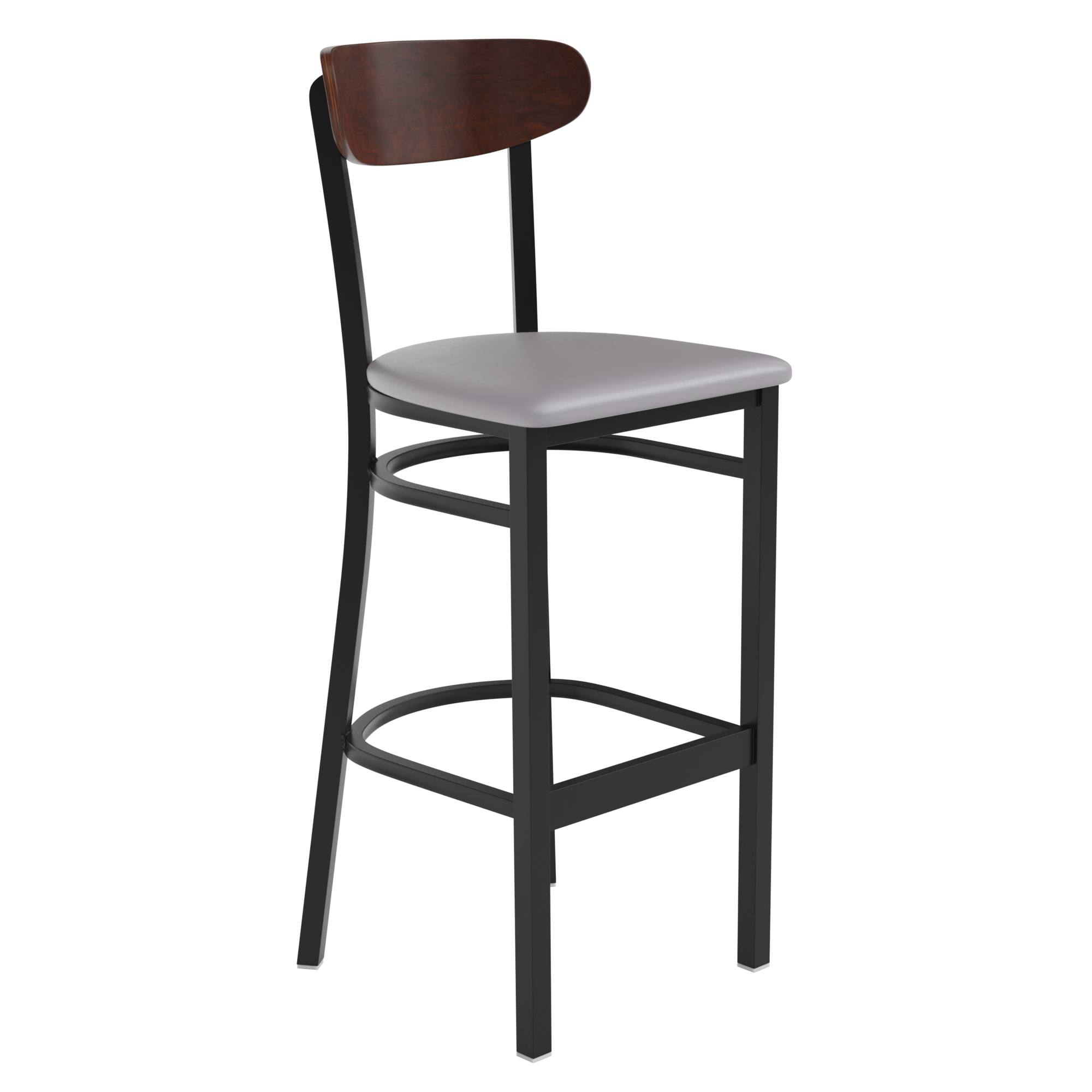 Flash Furniture, Gray Vinyl Seat Barstool with Walnut Wood Back, Primary Color Gray, Included (qty.) 1, Model XUDG6V6GYVWAL