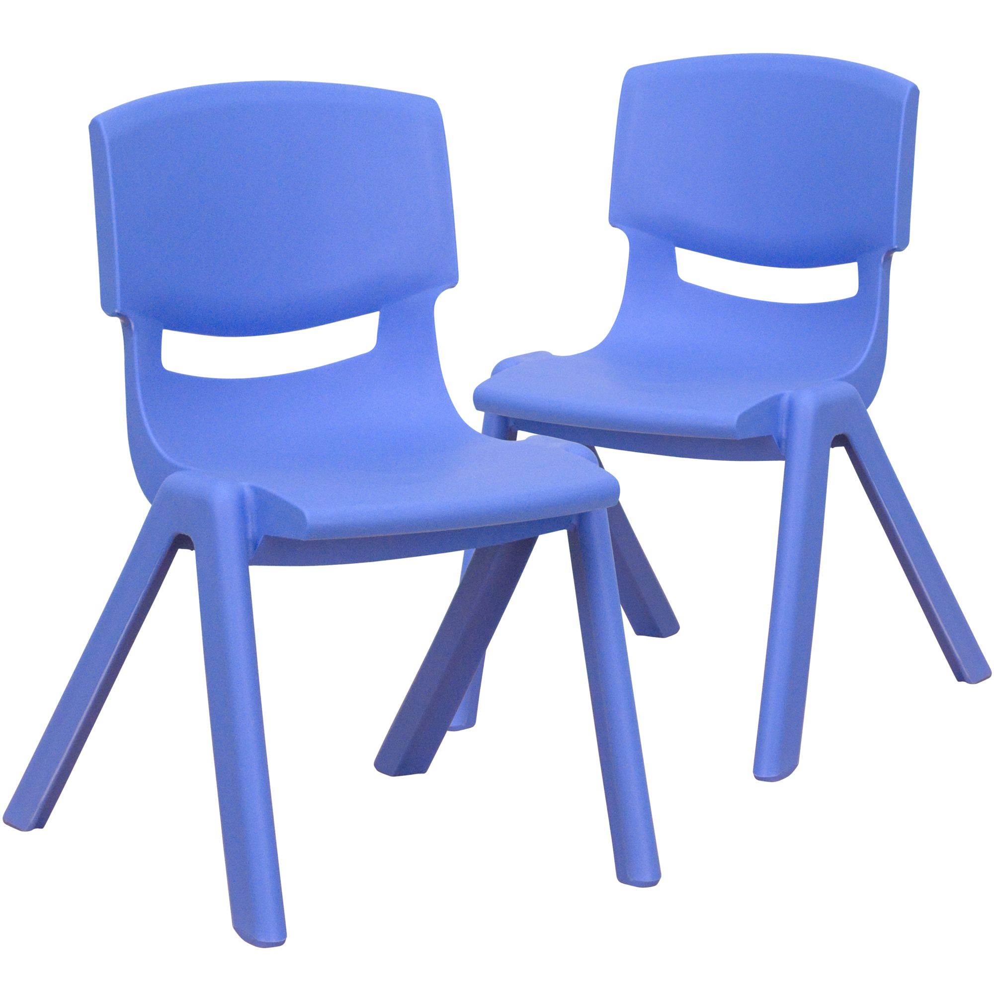 Flash Furniture, 2 Pack Blue Plastic Stack School Chair, 12Inch H Seat, Primary Color Blue, Included (qty.) 2, Model 2YUYCX002BLUE
