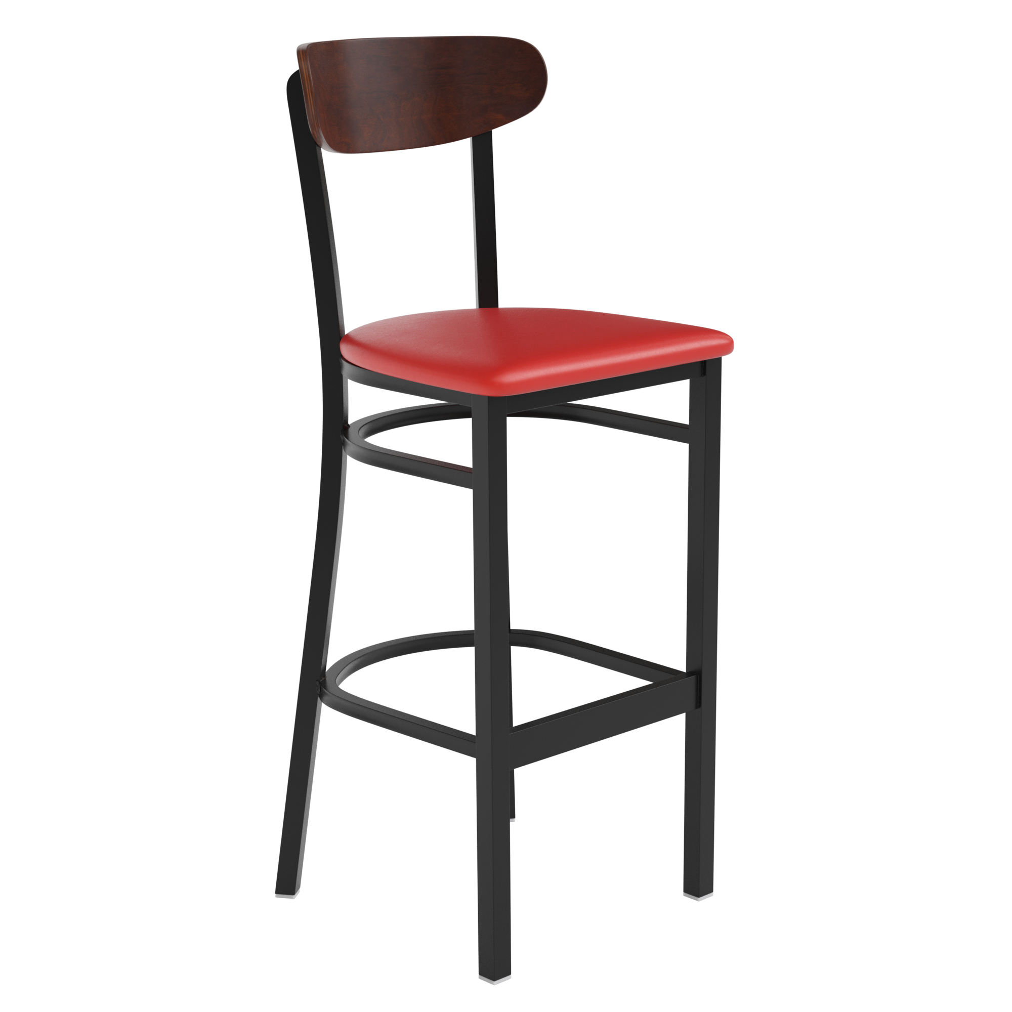 Flash Furniture, Red Vinyl Seat Barstool with Walnut Wood Back, Primary Color Red, Included (qty.) 1, Model XUDG6V6RDVWAL