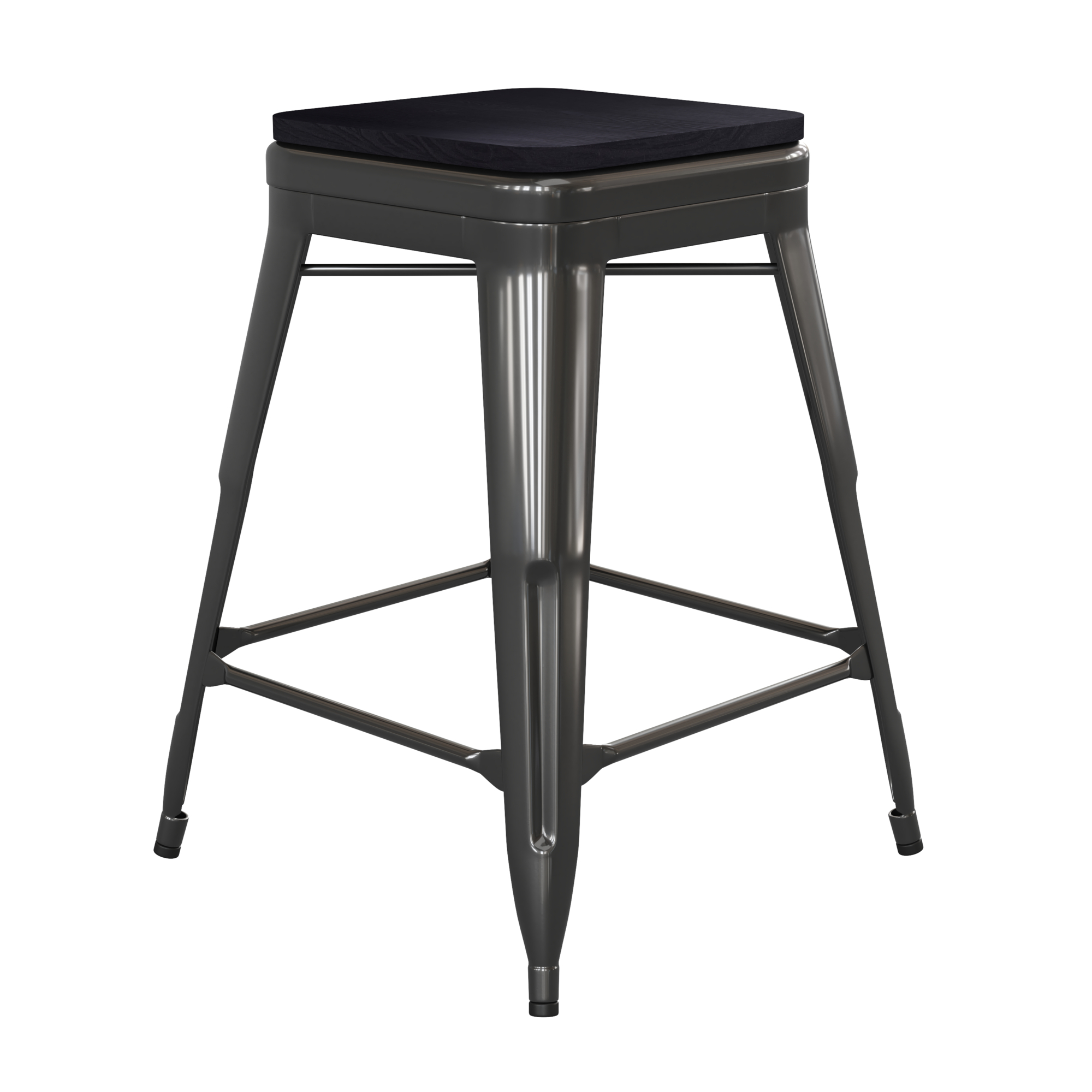 Flash Furniture, 4PK 24Inch Black Metal Counter Stool-Black Poly Seat, Primary Color Black, Included (qty.) 4, Model 4ET32024BKRPL2B