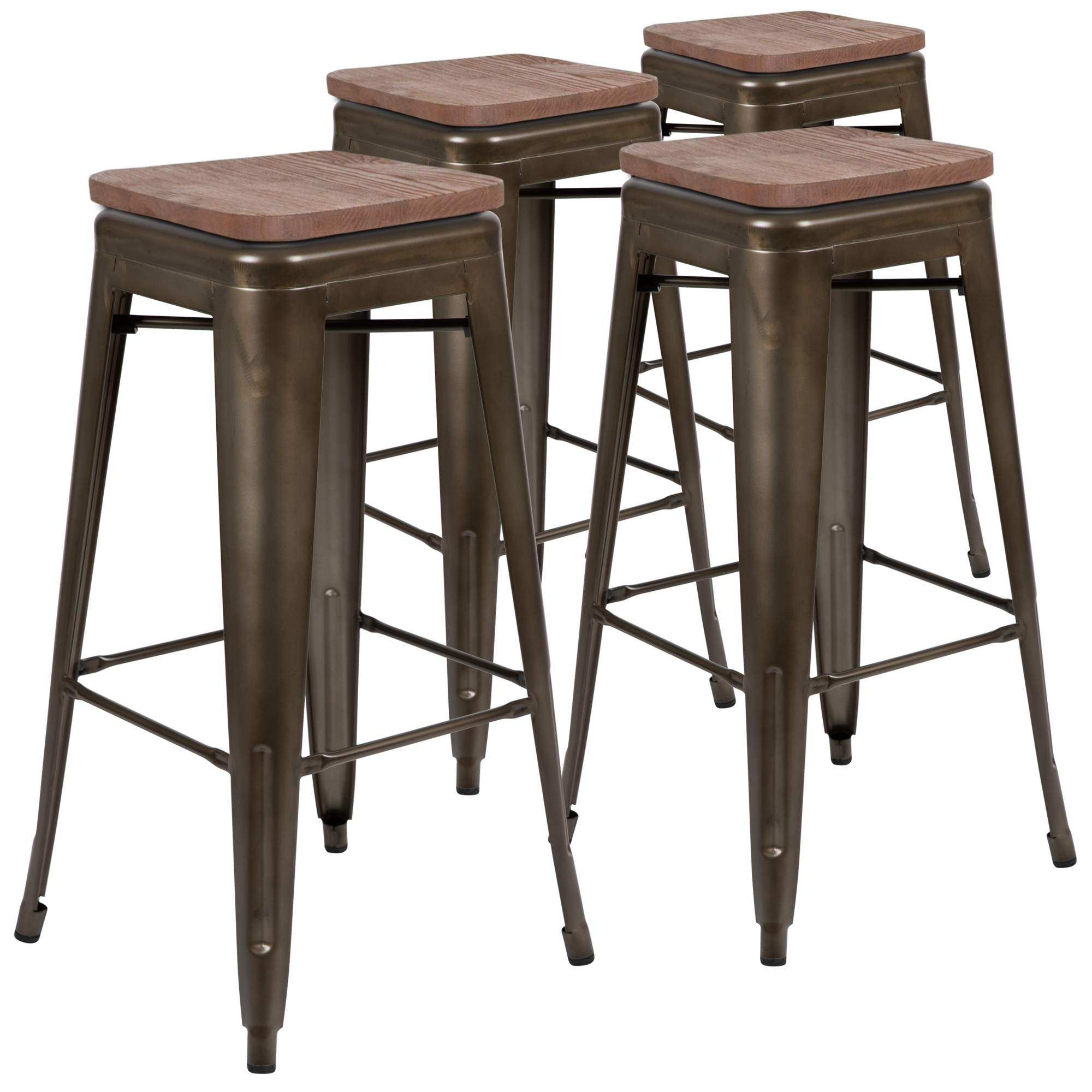 Flash Furniture, 4 Pack 30Inch High Metal Indoor Bar Stool, Gray, Primary Color Gray, Included (qty.) 4, Model 4ET31320W30GNR