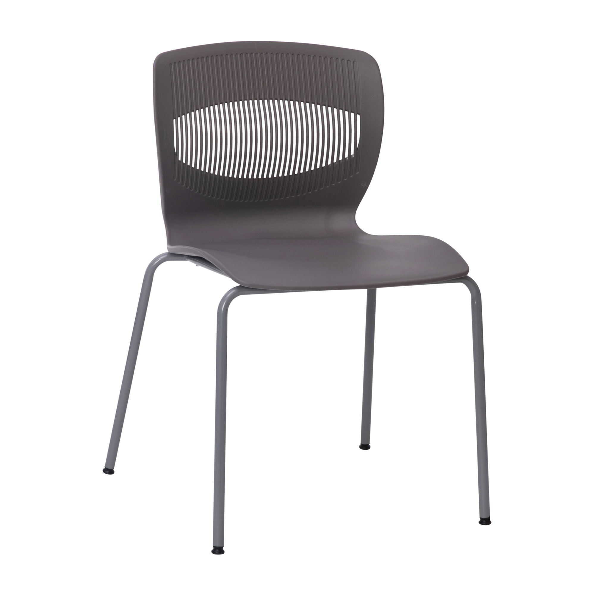 Flash Furniture, Gray Plastic Stack Chair with Lumbar Support, Primary Color Gray, Included (qty.) 1, Model RUTNC618GY