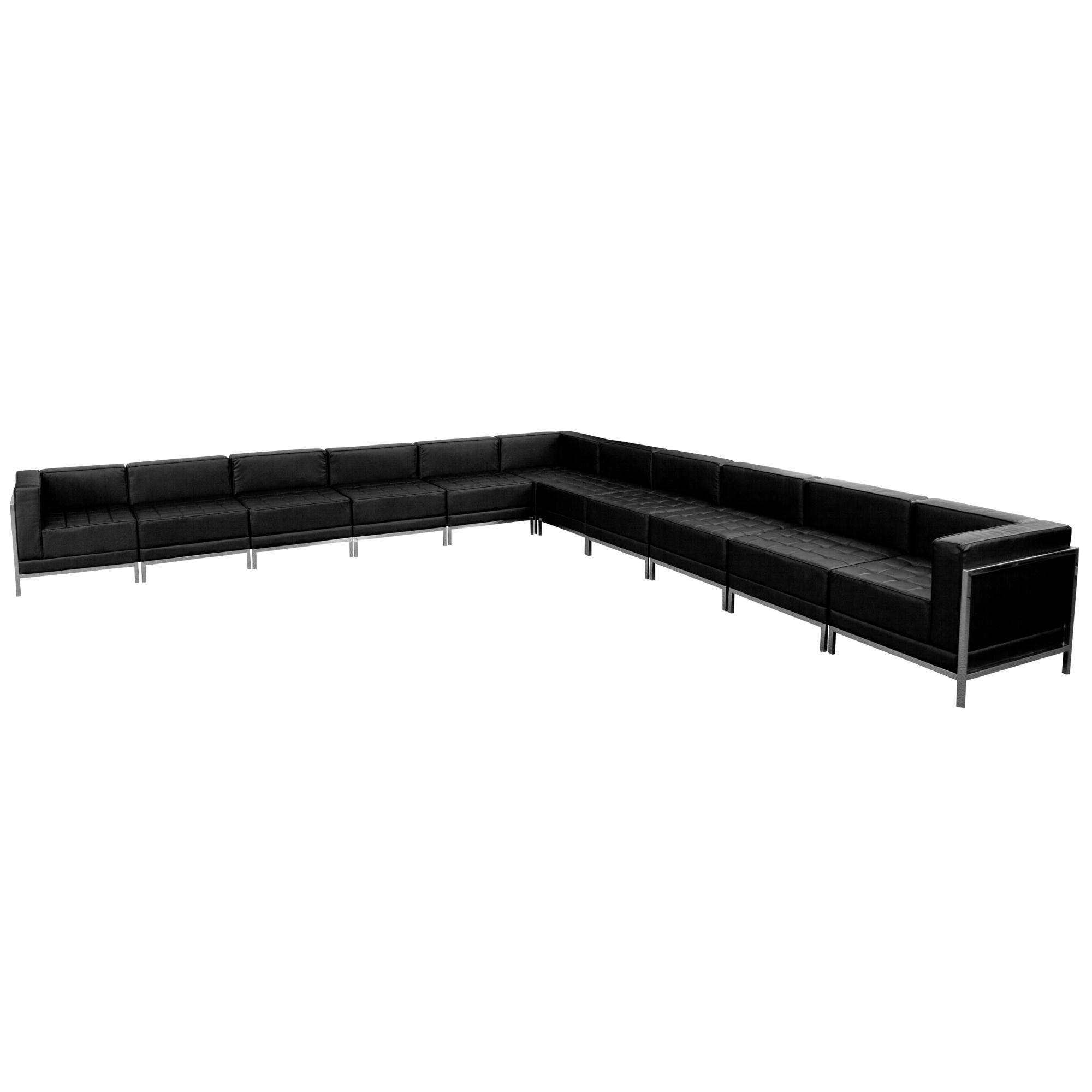 Flash Furniture, 11 PC Black LeatherSoft Sectional Configuration, Primary Color Black, Included (qty.) 11, Model ZBIMAGSECTSET2