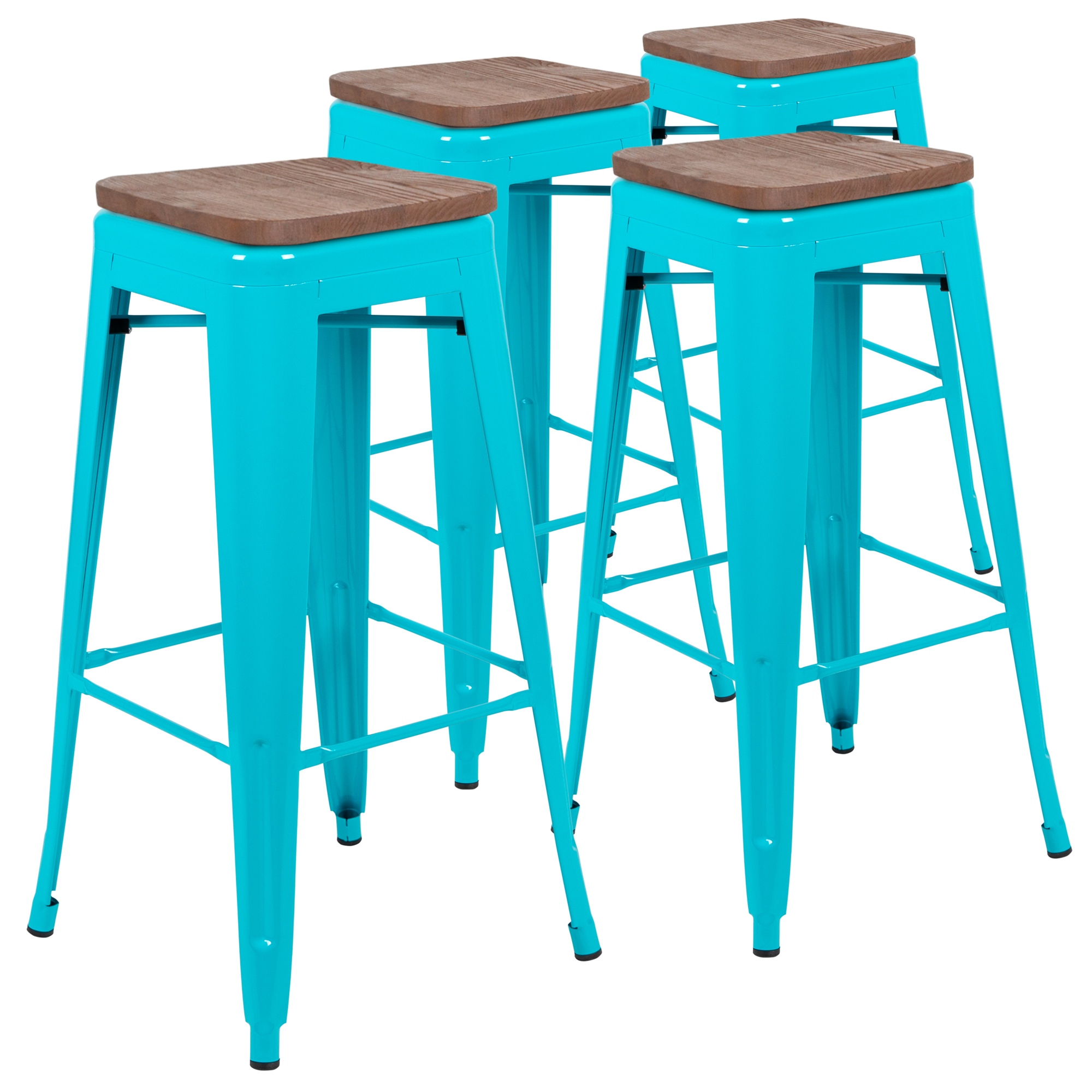 Flash Furniture, 4 Pack 30Inch High Metal Indoor Bar Stool, Teal, Primary Color Blue, Included (qty.) 4, Model 4ET31320W30TLR