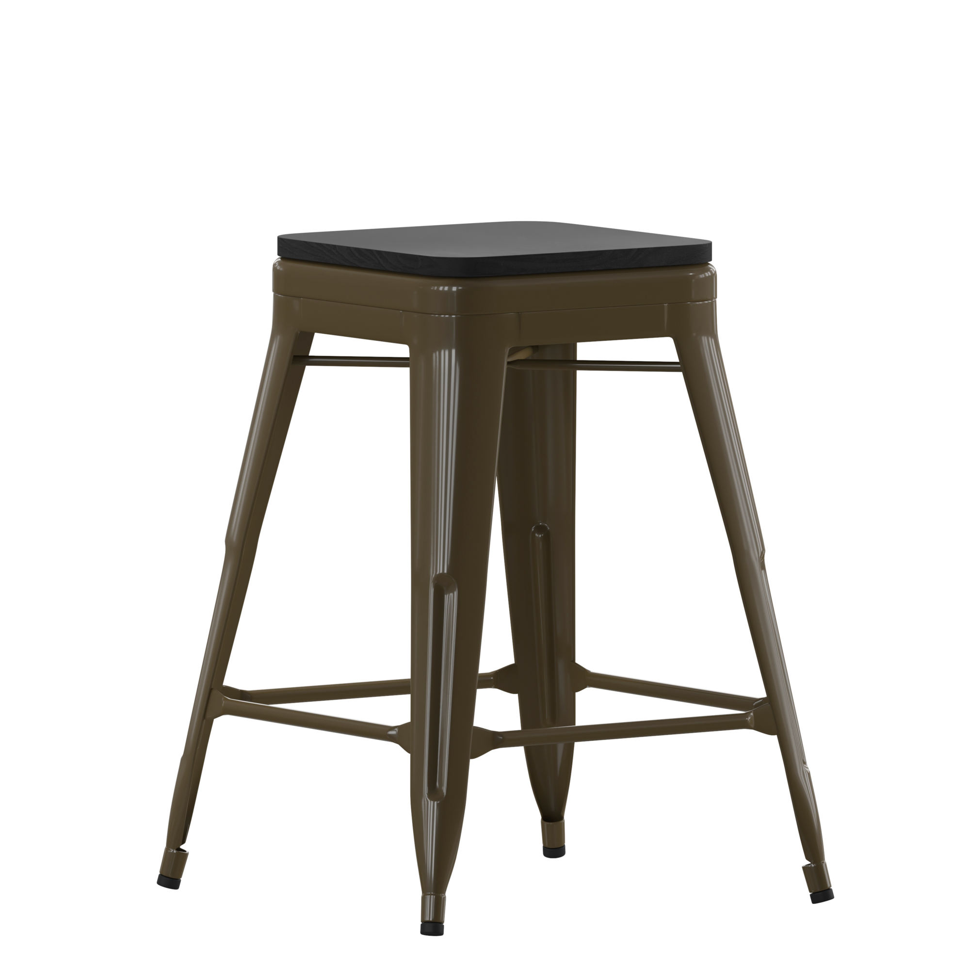 Flash Furniture, 4PK 24Inch GN Metal Counter Stool-Black Poly Seat, Primary Color Gray, Included (qty.) 4, Model 4ET32024GNRPL2B