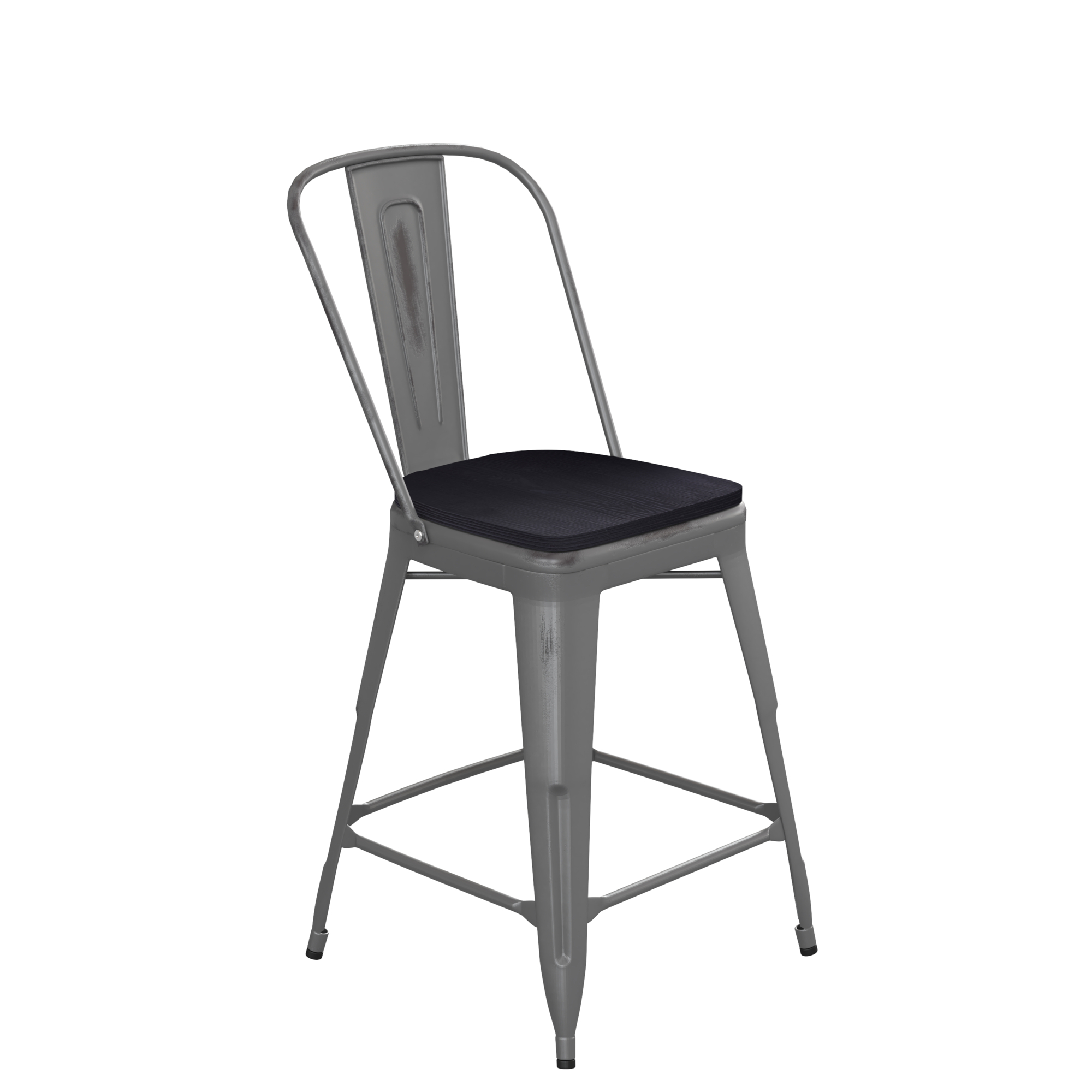 Flash Furniture, Clear Coat Metal Counter Stool Black Poly Seat, Included (qty.) 1 Model XUDGTP01B24PL1B