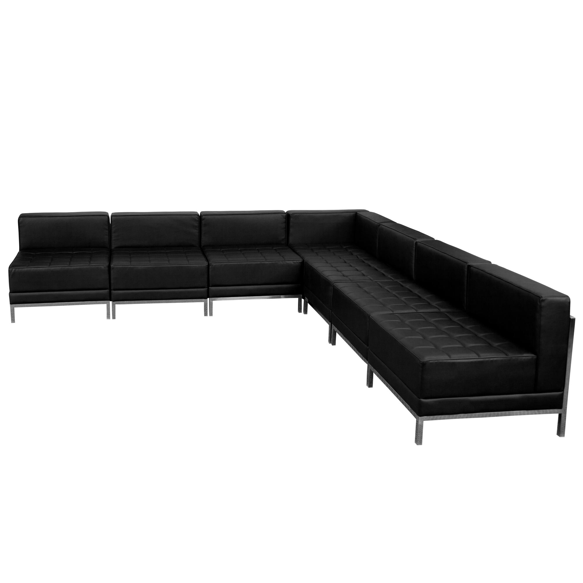 Flash Furniture, 7 PC Black LeatherSoft Sectional Configuration, Primary Color Black, Included (qty.) 7, Model ZBIMAGSECTSET6