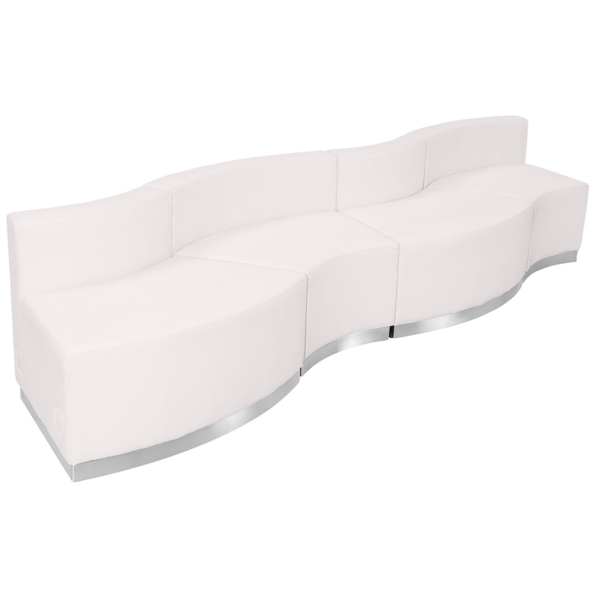 Flash Furniture, 4 PC White LeatherSoft Reception Configuration, Primary Color White, Included (qty.) 4, Model ZB803730SWH