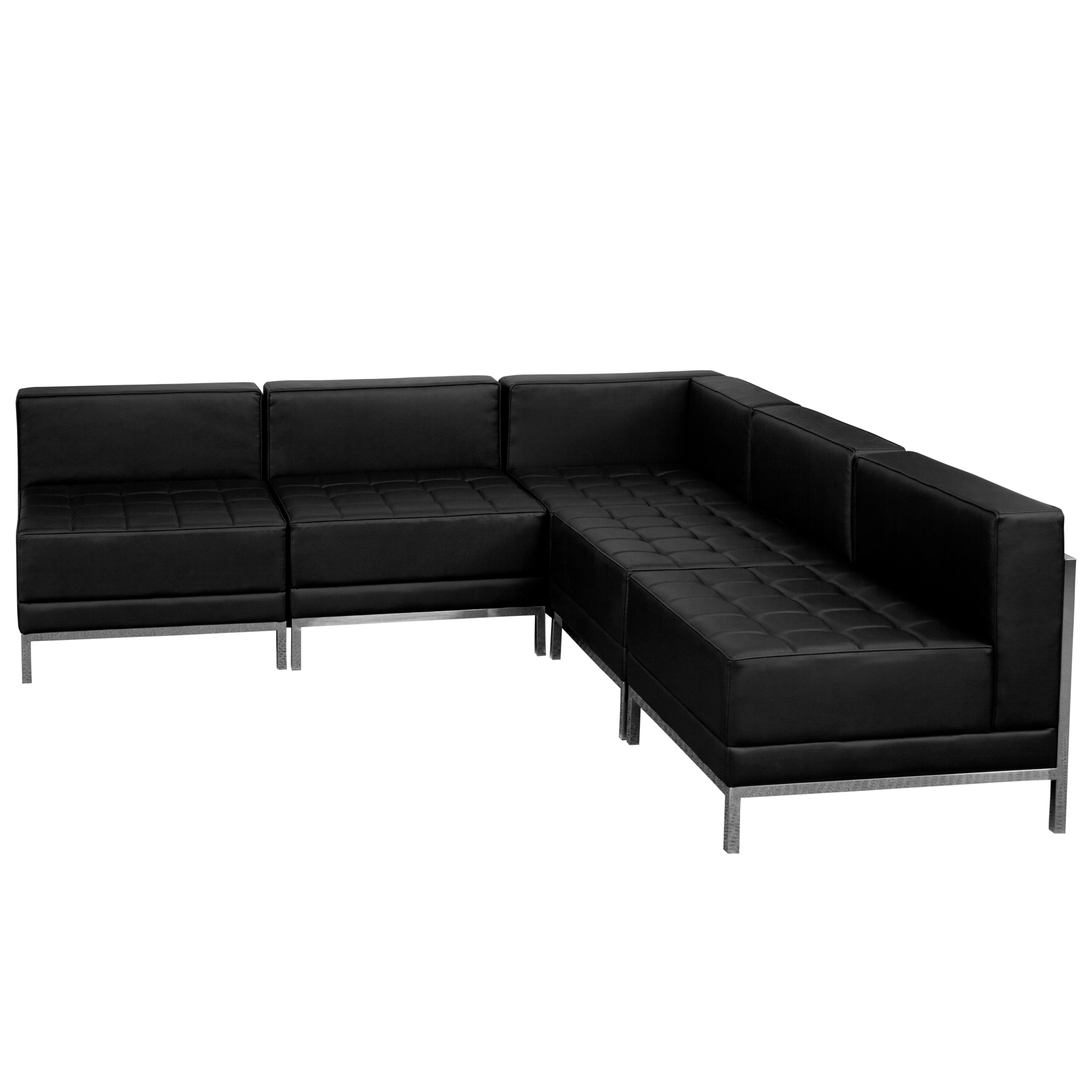 Flash Furniture, 5 PC Black LeatherSoft Sectional Configuration, Primary Color Black, Included (qty.) 5, Model ZBIMAGSECTSET5