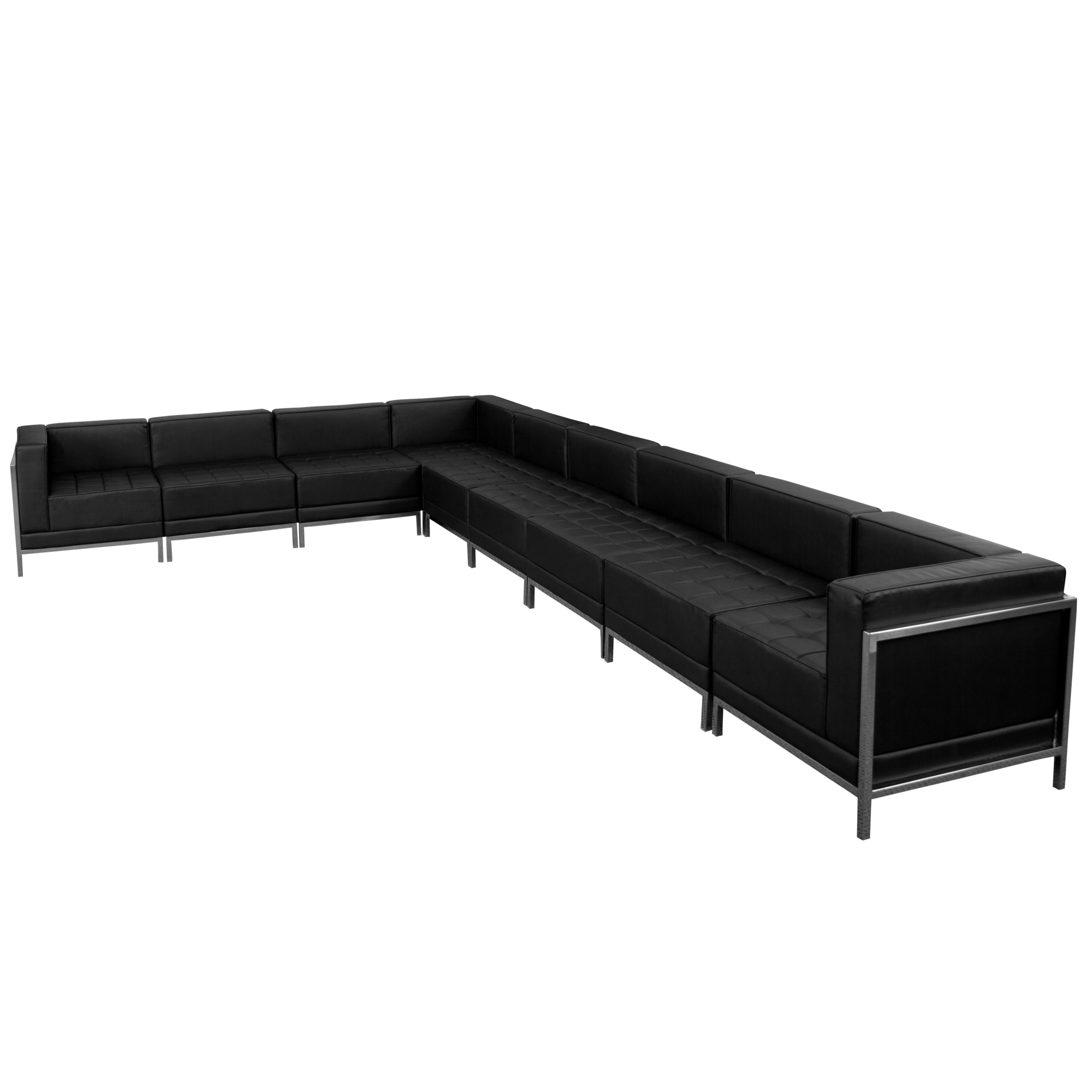 Flash Furniture, 9 PC Black LeatherSoft Sectional Configuration, Primary Color Black, Included (qty.) 9, Model ZBIMAGSECTSET3