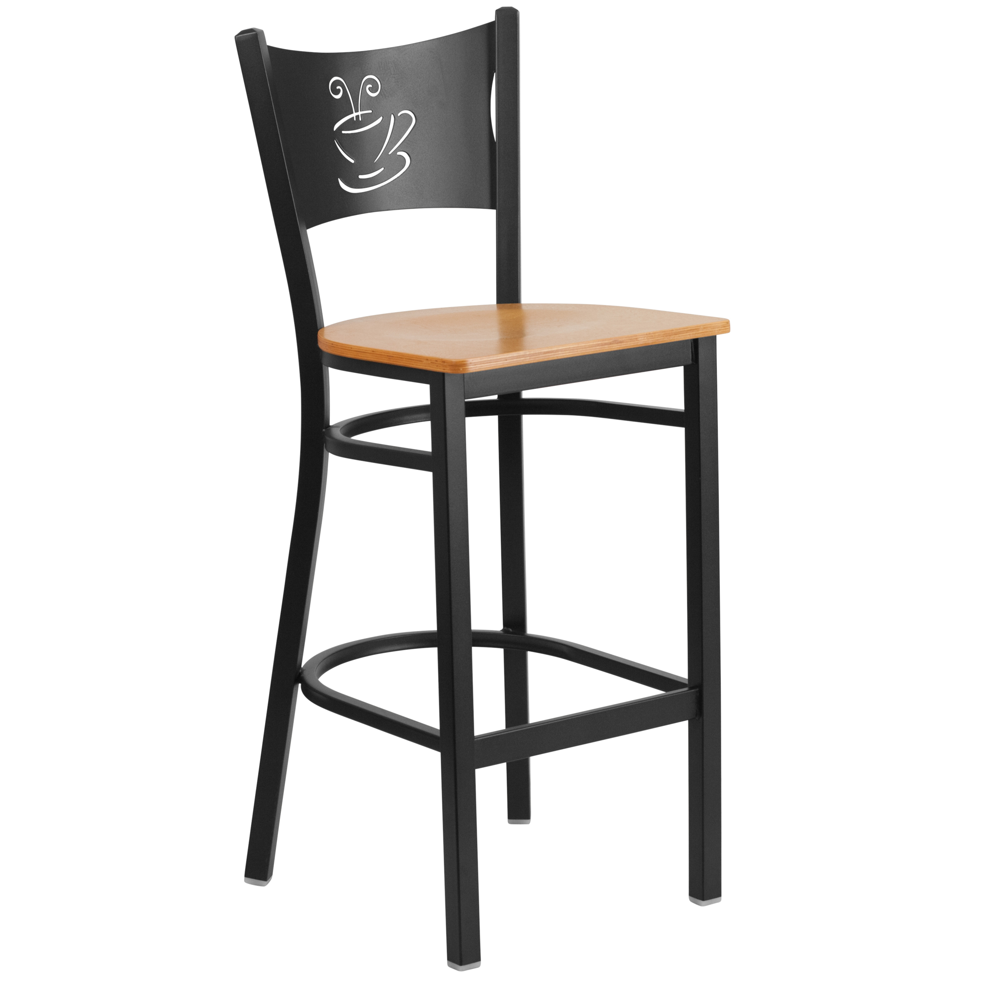 Flash Furniture, Black Metal Barstool with Natural Wood Seat, Included (qty.) 1 Model XUDG614COFBNATW