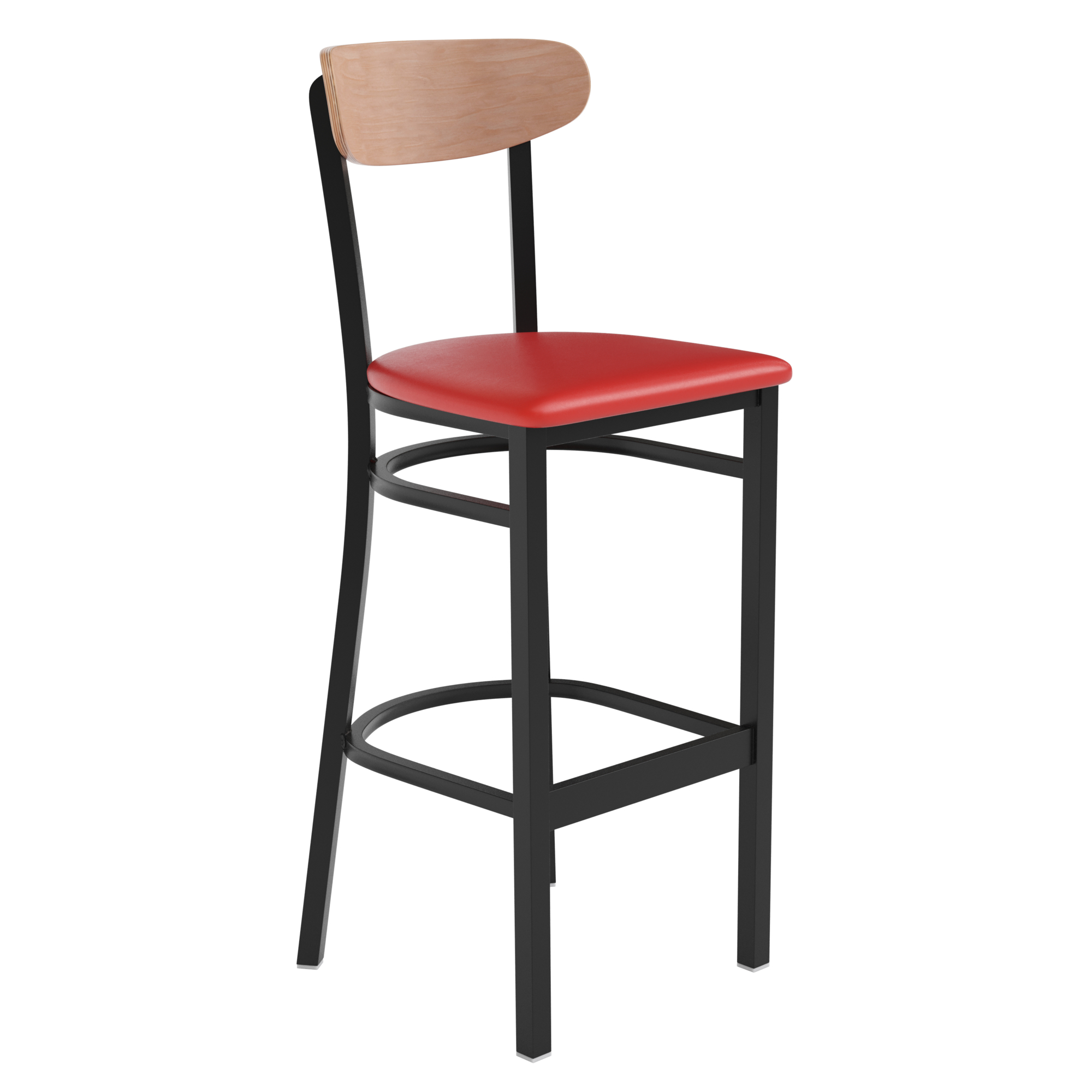 Flash Furniture, Red Vinyl Seat Barstool with Natural Wood Back, Primary Color Red, Included (qty.) 1, Model XUDG6V6RDVNAT