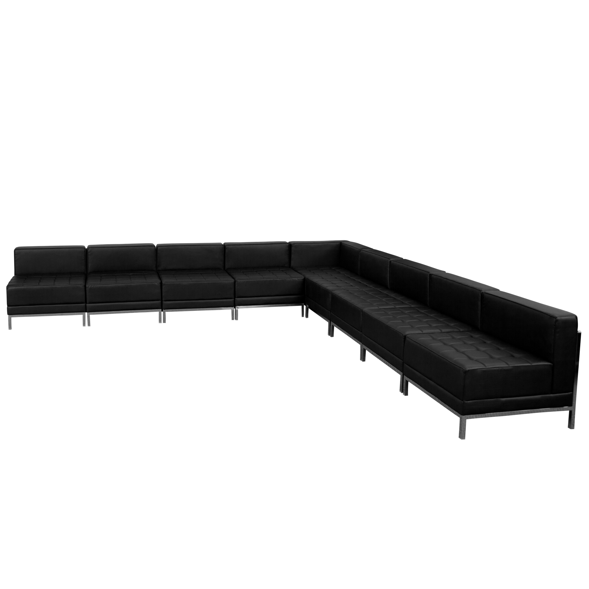 Flash Furniture, 9 PC Black LeatherSoft Sectional Configuration, Primary Color Black, Included (qty.) 9, Model ZBIMAGSECTSET7