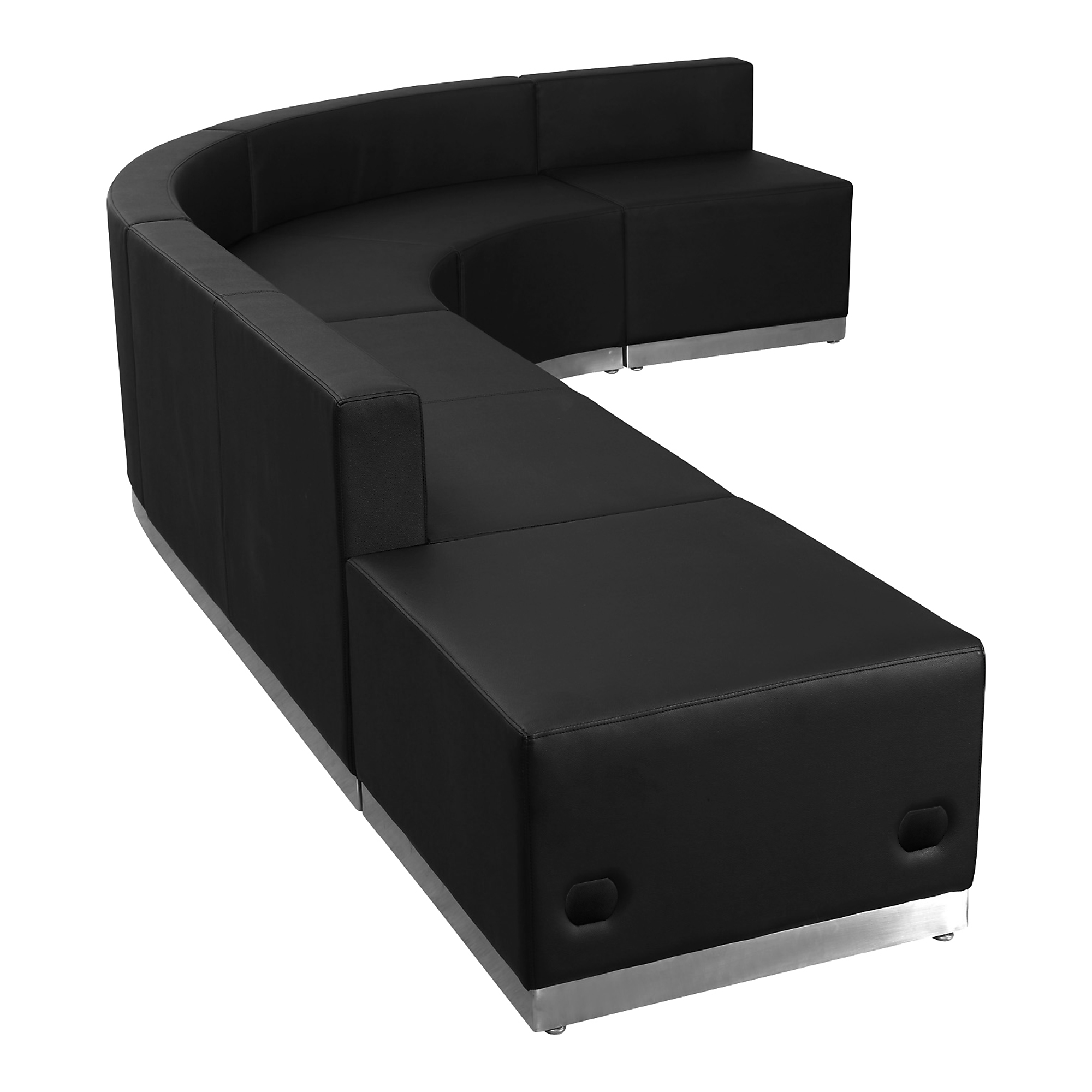 Flash Furniture, 5 PC Black LeatherSoft Reception Configuration, Primary Color Black, Included (qty.) 5, Model ZB803610SBK