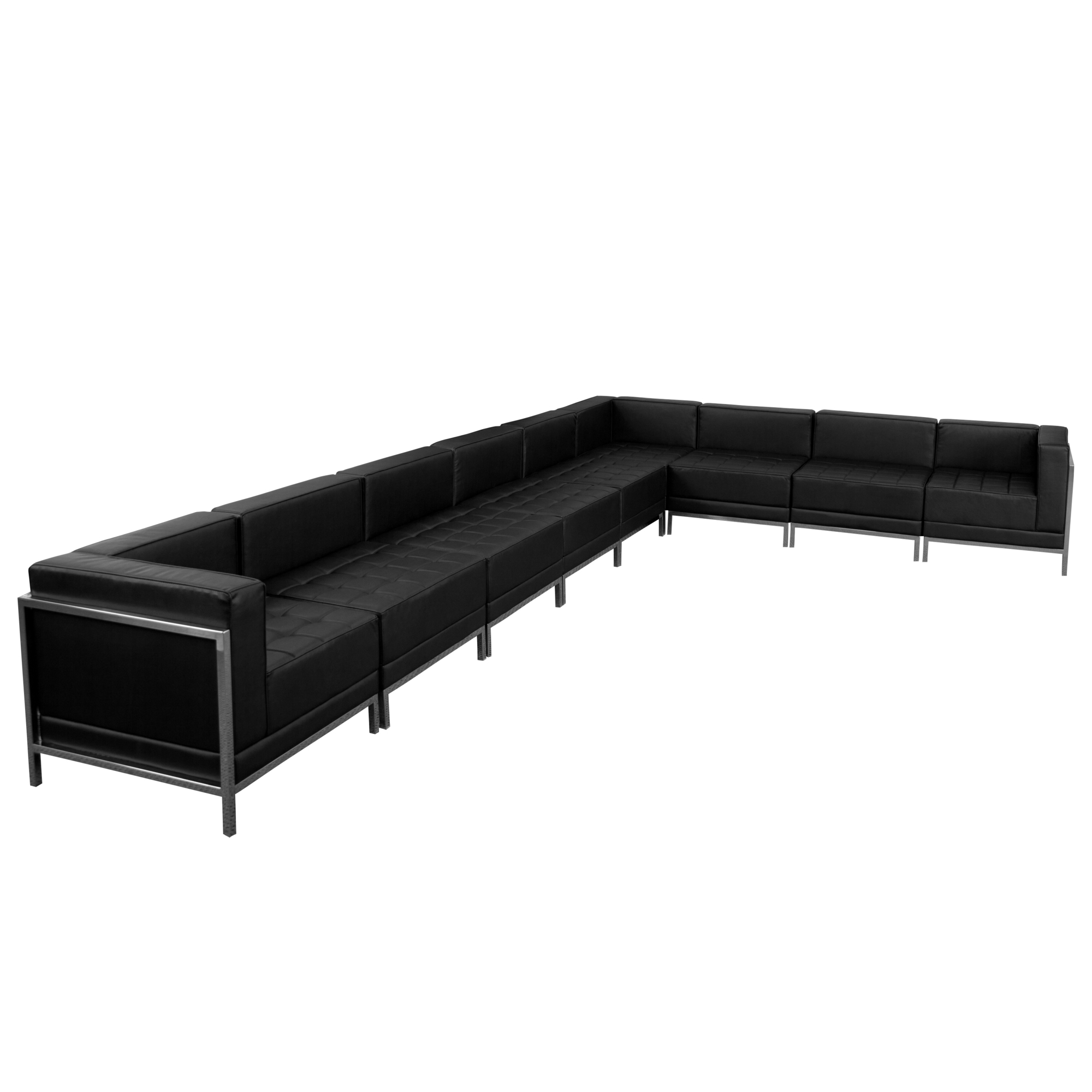 Flash Furniture, 9 PC Black LeatherSoft Sectional Configuration, Primary Color Black, Included (qty.) 9, Model ZBIMAGSECTSET4