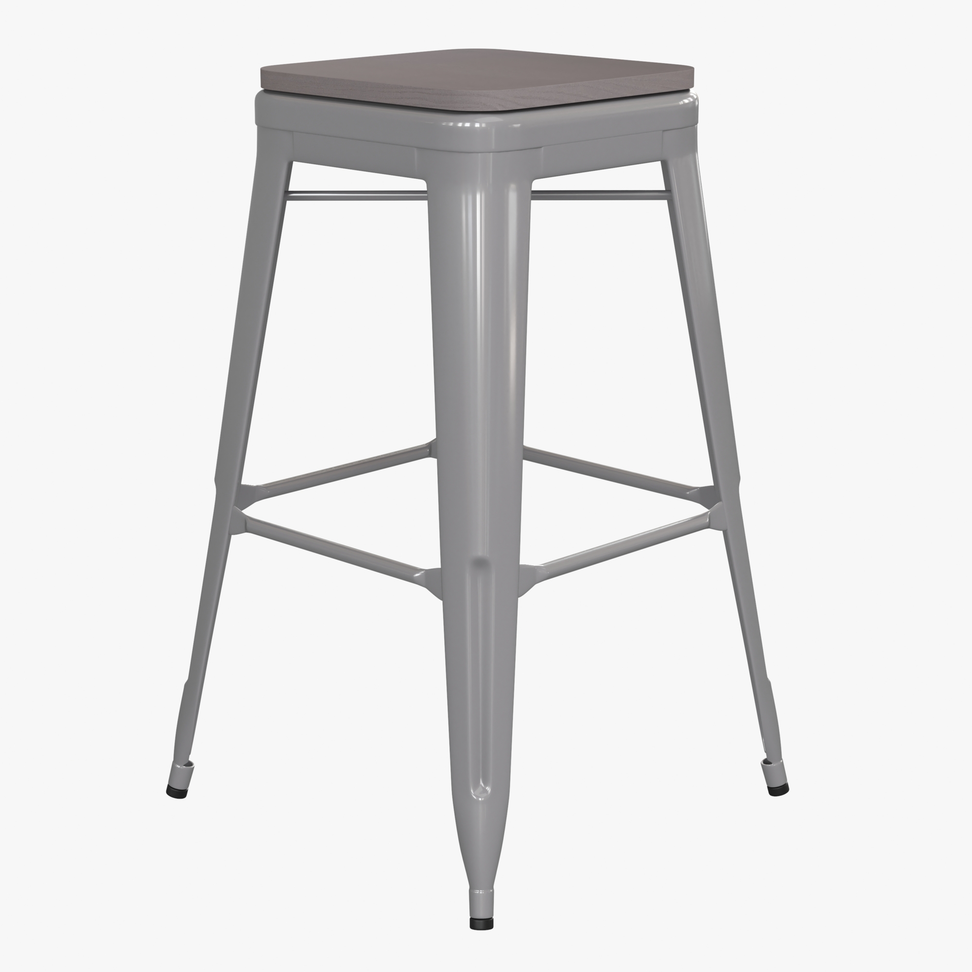 Flash Furniture, 4PK 30Inch Silver Metal Bar Stool-Gray Poly Seat, Primary Color Gray, Included (qty.) 4, Model 4ET32030SVRPL2G