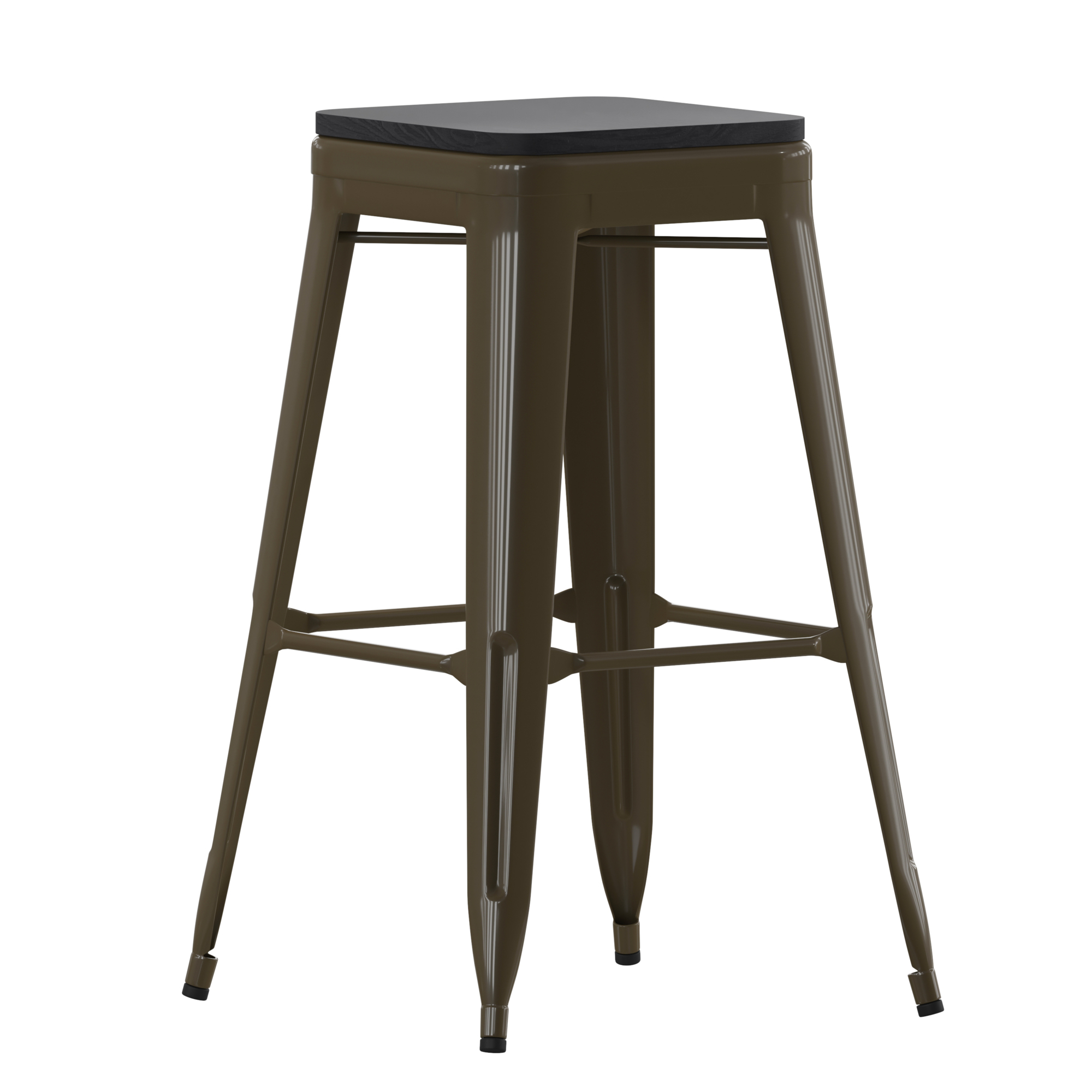 Flash Furniture, 4PK 30Inch GN Metal Bar Stool-Black Poly Seat, Primary Color Gray, Included (qty.) 4, Model 4ET32030GNRPL2B