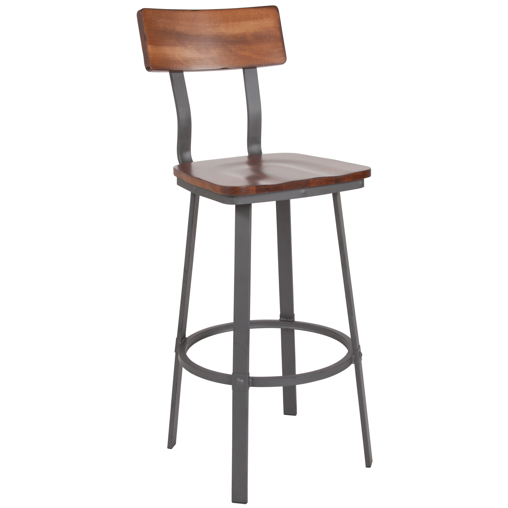 Flash Furniture, Rustic Walnut Barstool w/ Wood Seat Back, Primary Color Brown, Included (qty.) 1, Model XUDG60582B