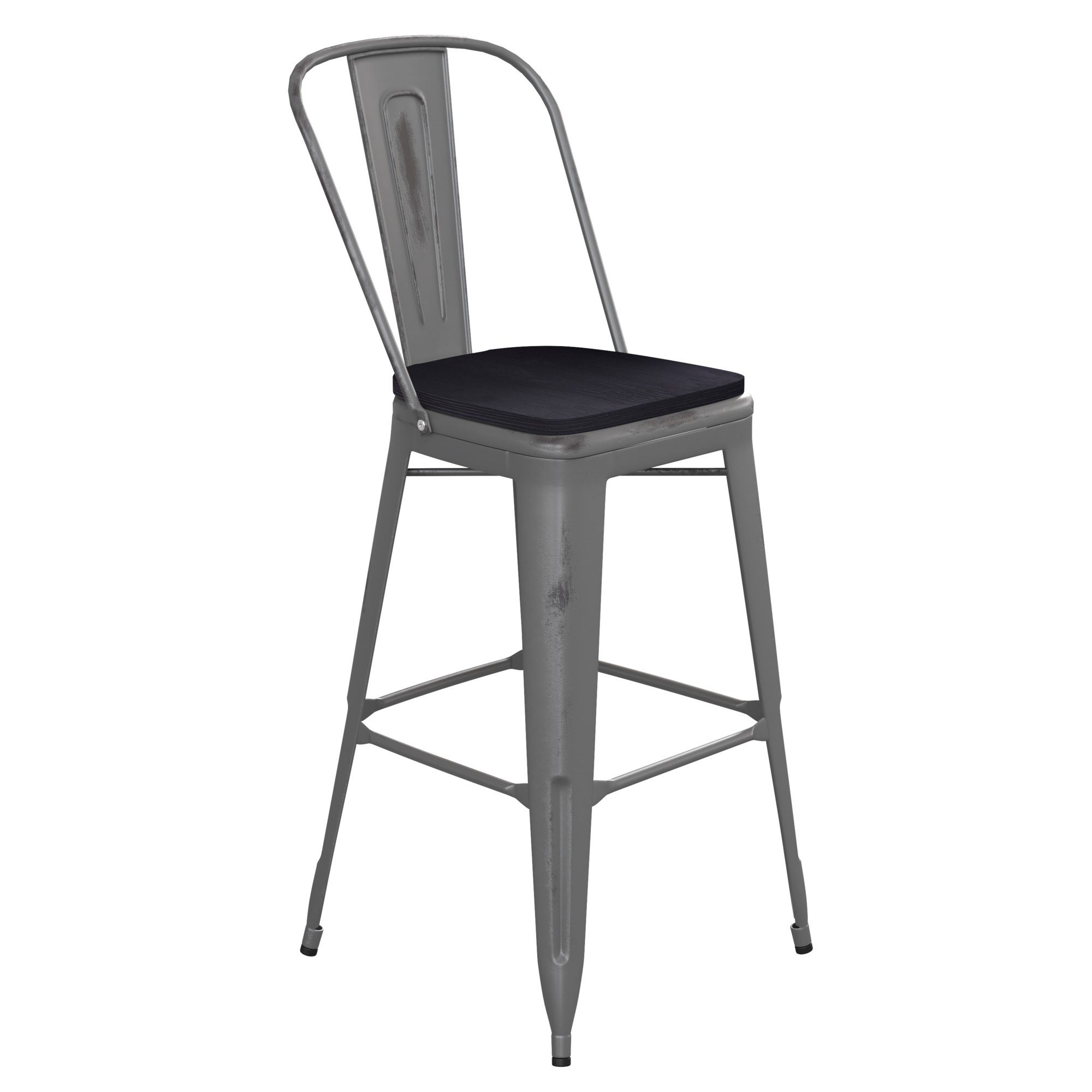 Flash Furniture, Clear Coat Metal Bar Stool Black Poly Seat, Included (qty.) 1 Model XUDGTP01B30PL1B