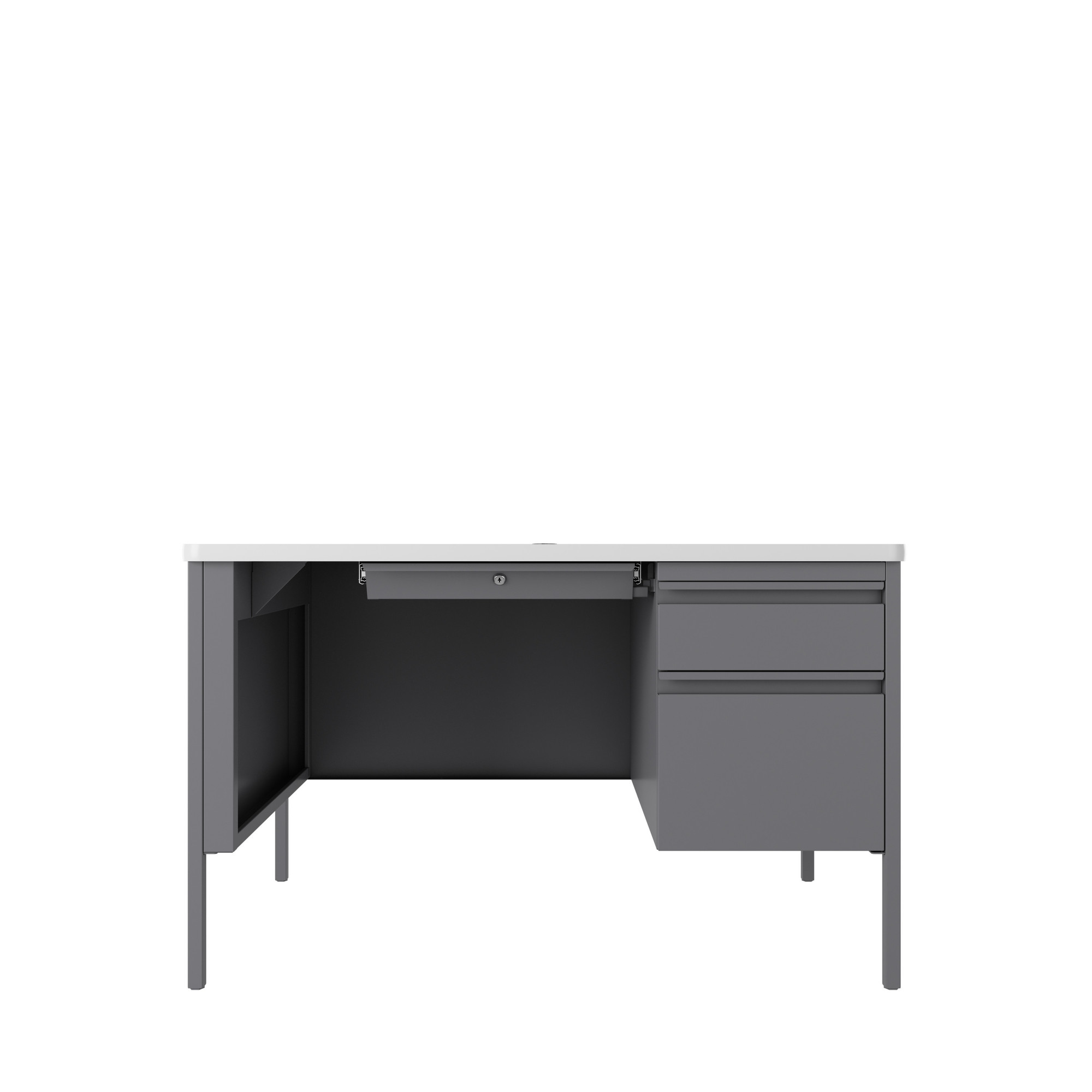 Hirsh Industries, Right Hand File Office Desk w/ Rounded T-Mold Top, Width 48 in, Height 29.5 in, Depth 30 in, Model 22653