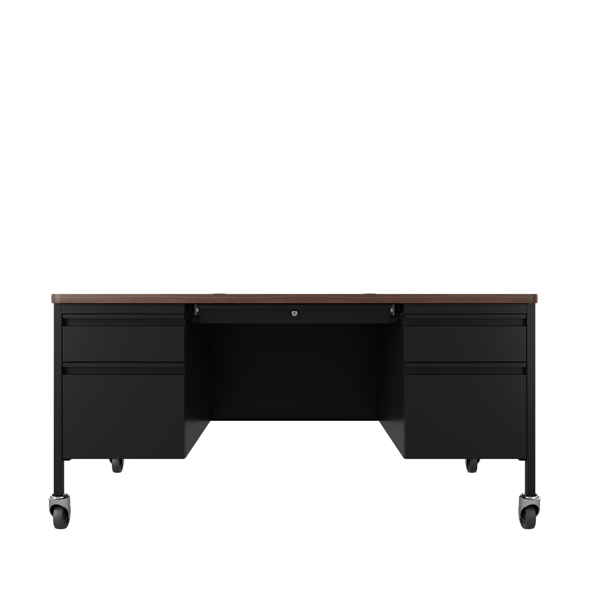 Hirsh Industries, Double Ped File Desk w/ Rounded Corner T-Mold Top, Width 60 in, Height 29.5 in, Depth 30 in, Model 22658