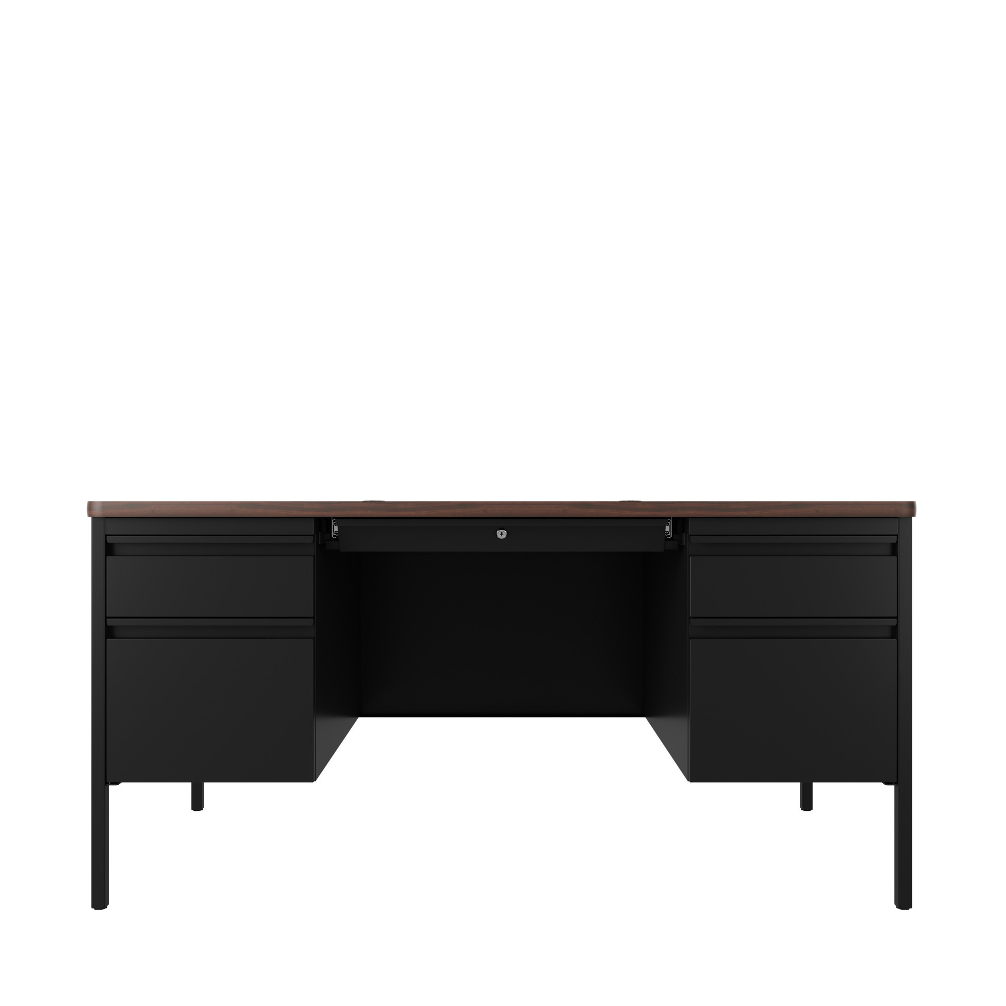 Hirsh Industries, Double Ped File Desk w/ Rounded Corner T-Mold Top, Width 60 in, Height 29.5 in, Depth 30 in, Model 22654
