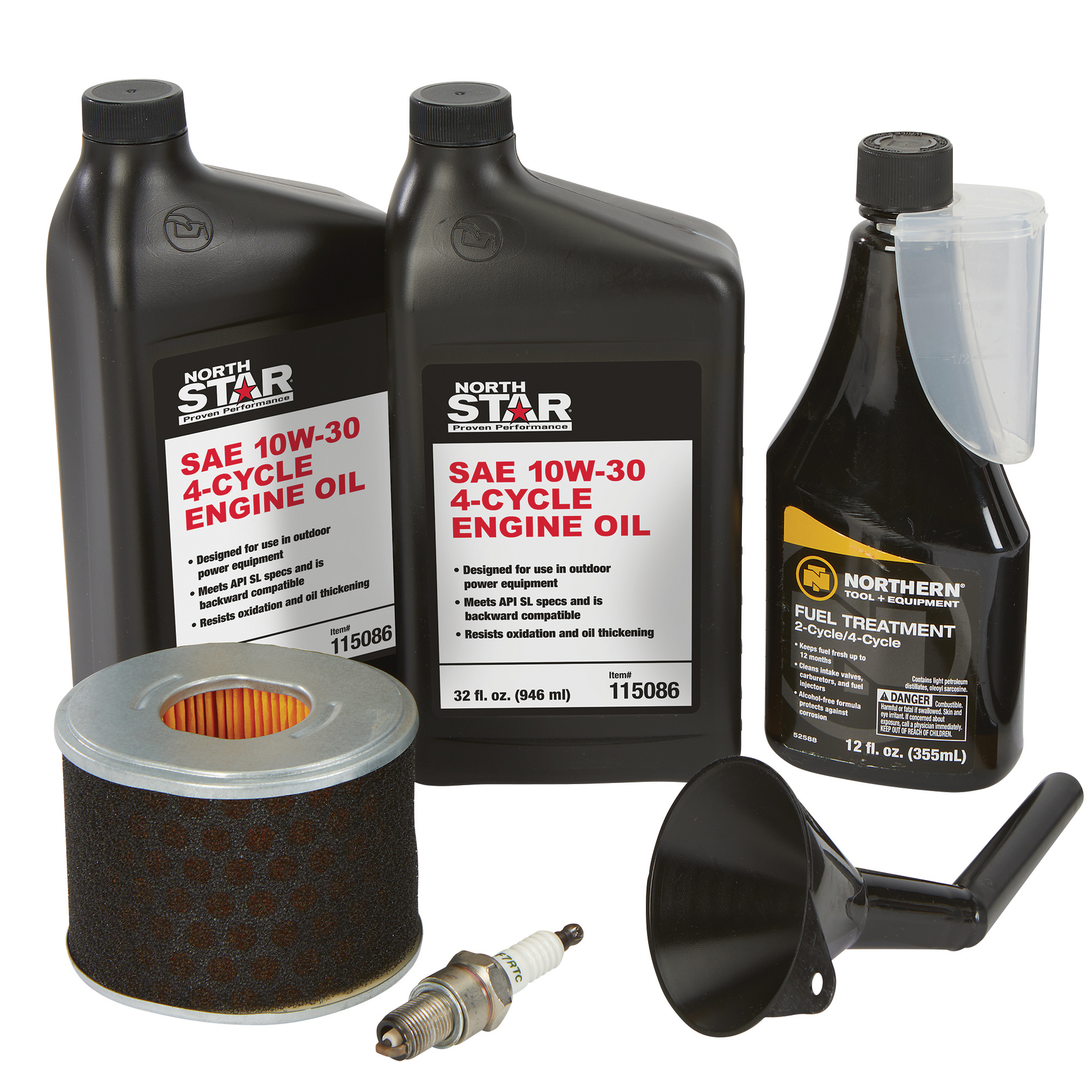 NorthStar Maintenance Kit for NorthStar 300CC Engine, 2 Qts. 10/30W Oil, 12-Oz. Fuel Additive, 1 Filter, 1 Spark Plug, Model 805643