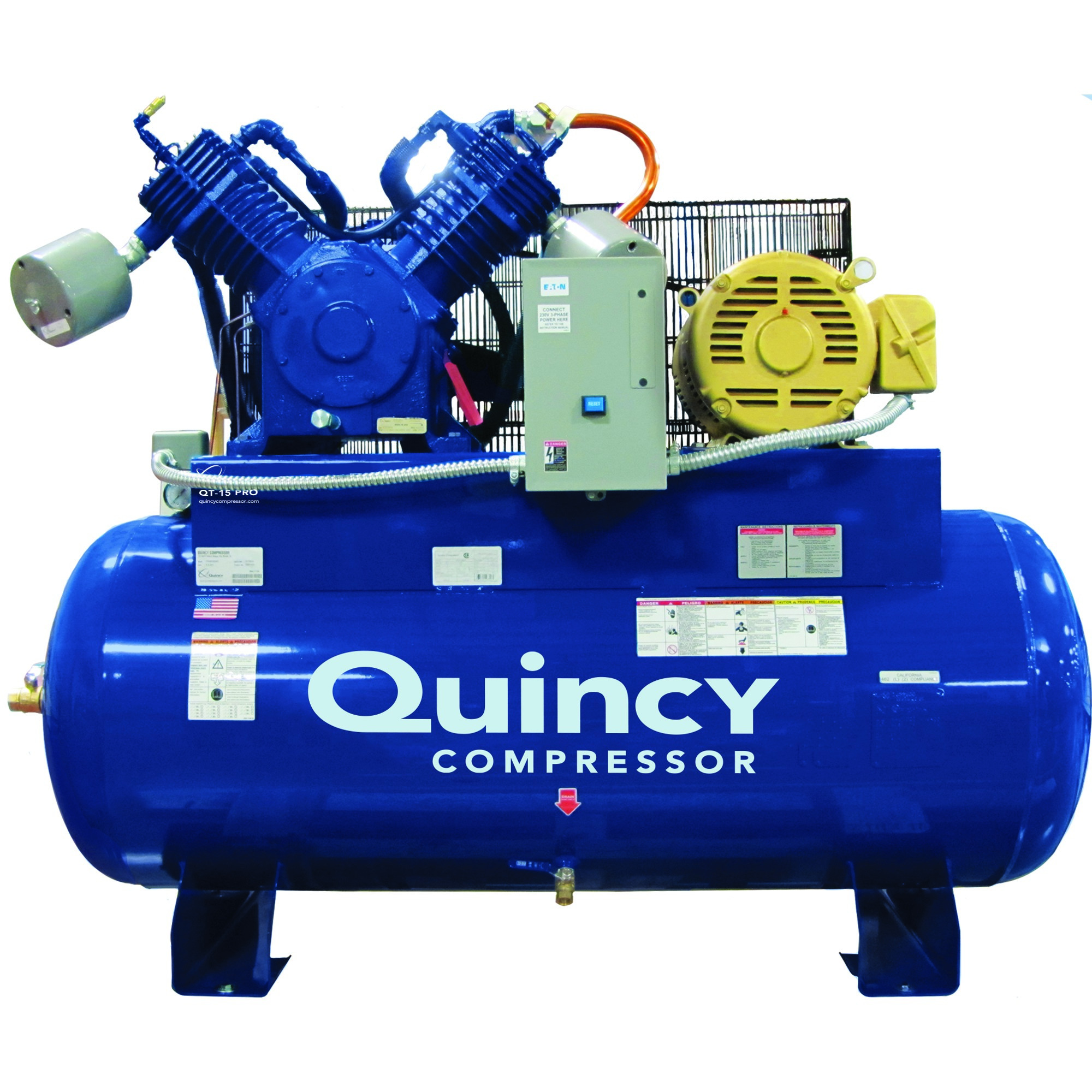 Quincy Compressor, QT-2 15hp 120G 2Stg Air Compressor 230V 3ph H PRO, Horsepower 15 HP, Air Tank Size 120 Gal, Volts 230 Model# 4153DS12HCA23 -  2020040887