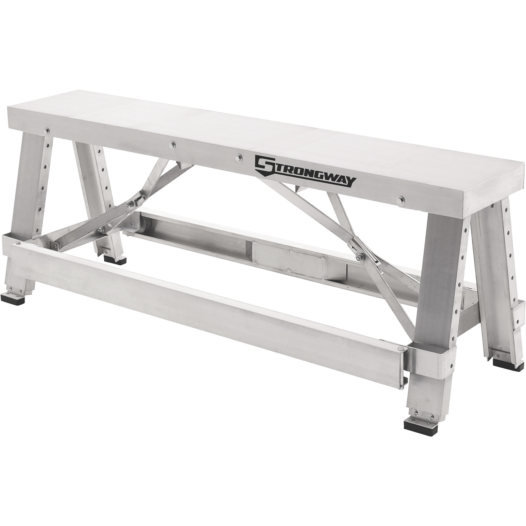 Strongway Adjustable Drywall Bench, 500-Lb. Capacity Top, 250-Lb. Capacity Side Step, 18Inch to 30Inch