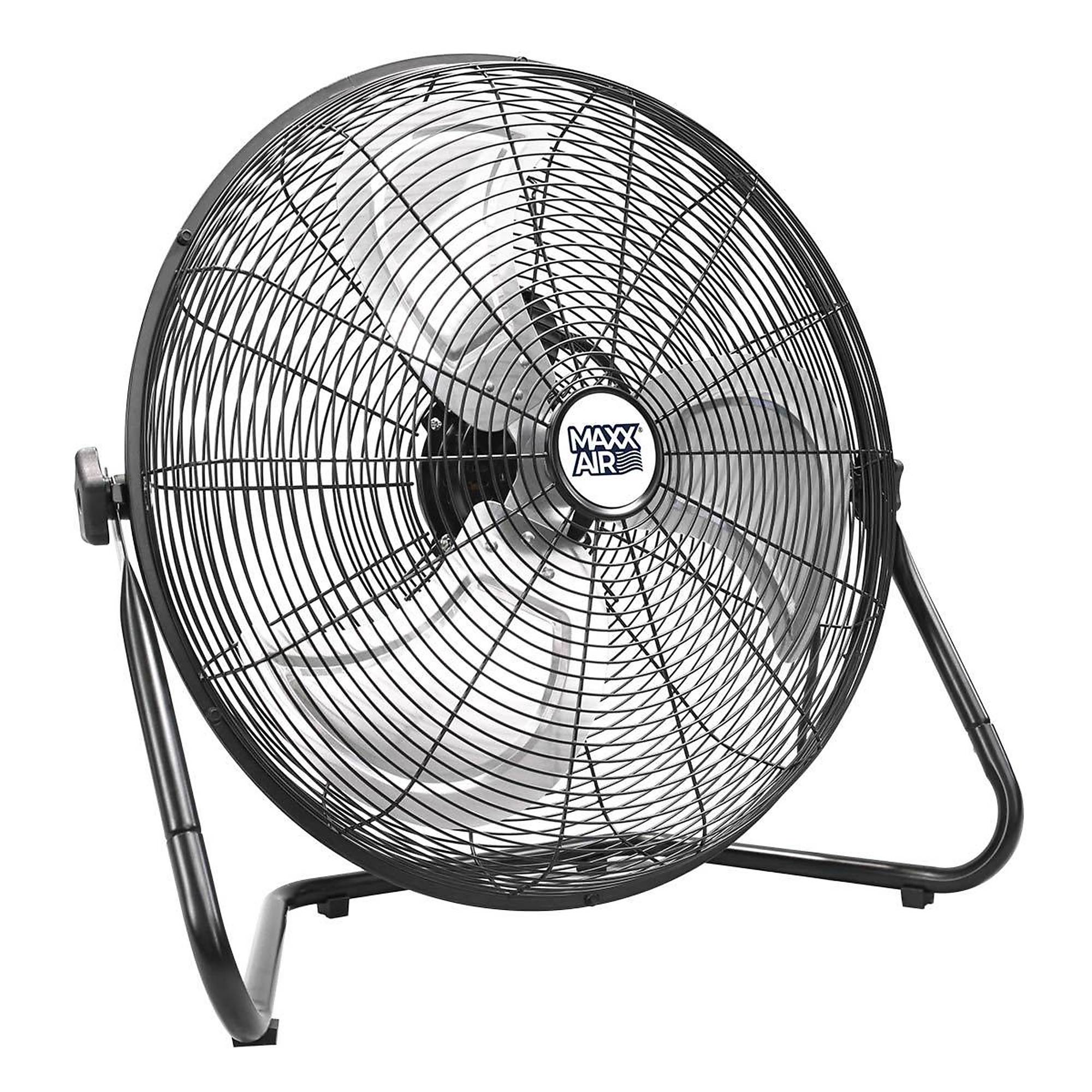 MaxxAir, 20Inch 3-Speed Tilting High Velocity Floor Fan, Fan Diameter 20 in, Horsepower 0.2 HP, Air Delivery 2250 cfm, Model HVFF 20UPS