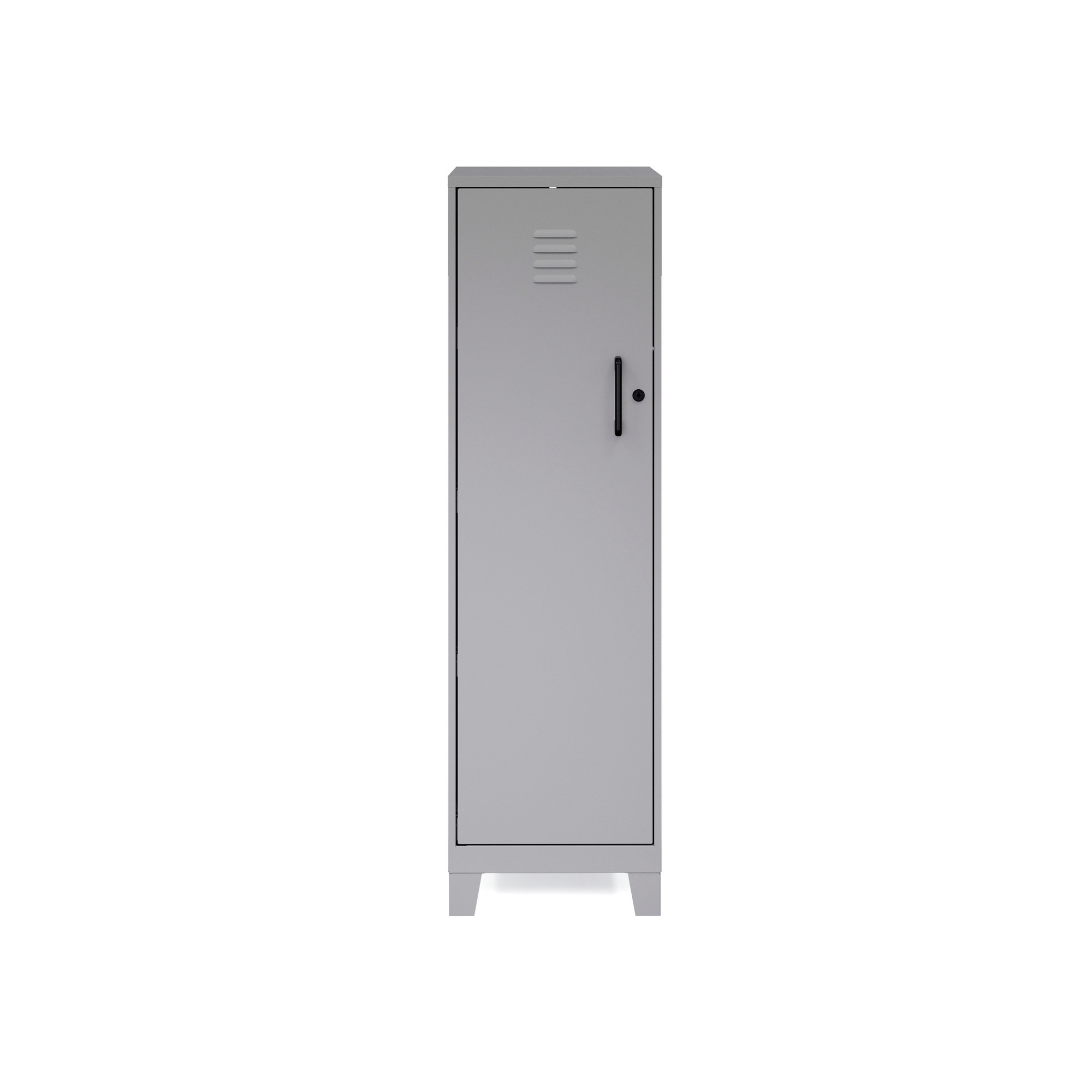 Hirsh Industries, 4 Shelf Storage Locker Cabinet, Height 49.38 in, Width 14.25 in, Color Silver, Model 25227