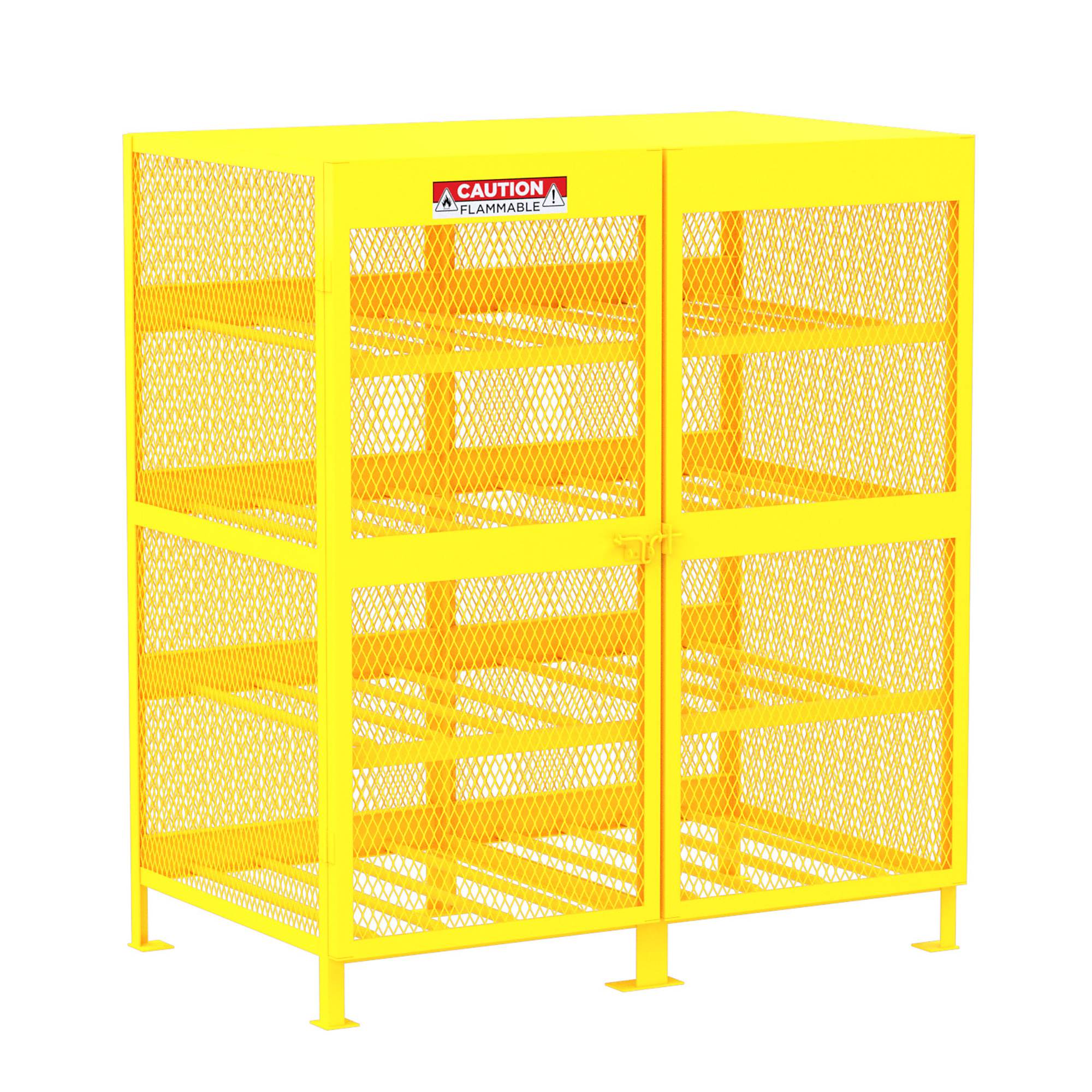 Valley Craft, Gas Cylinder Storage Cabinet, Height 71 in, Width 62 in, Color Yellow, Model F89042