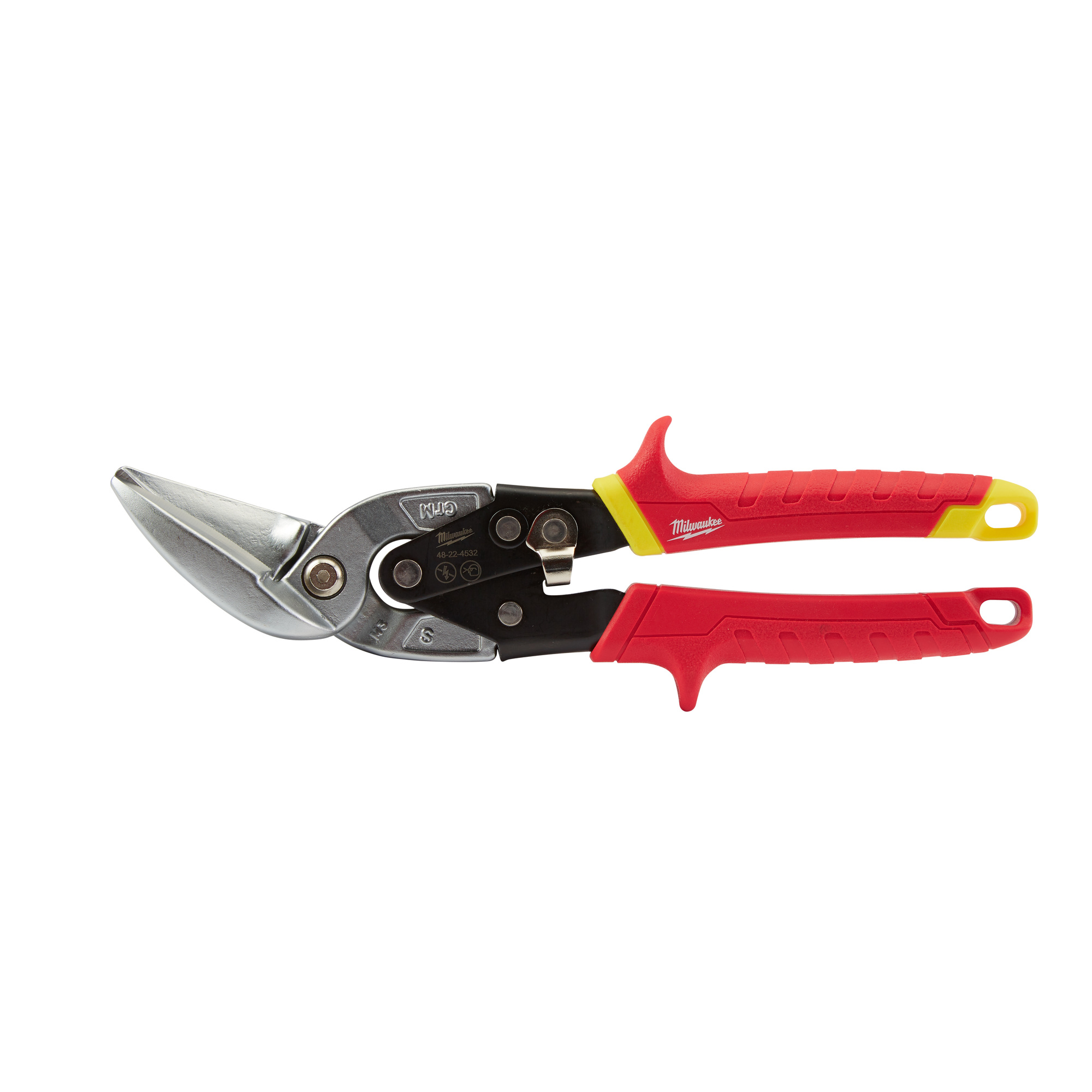 Milwaukee, Straight Cutting Offset Aviation Snips, Blade Size 5 in, Tool Length 11.3 in, Model 48-22-4532