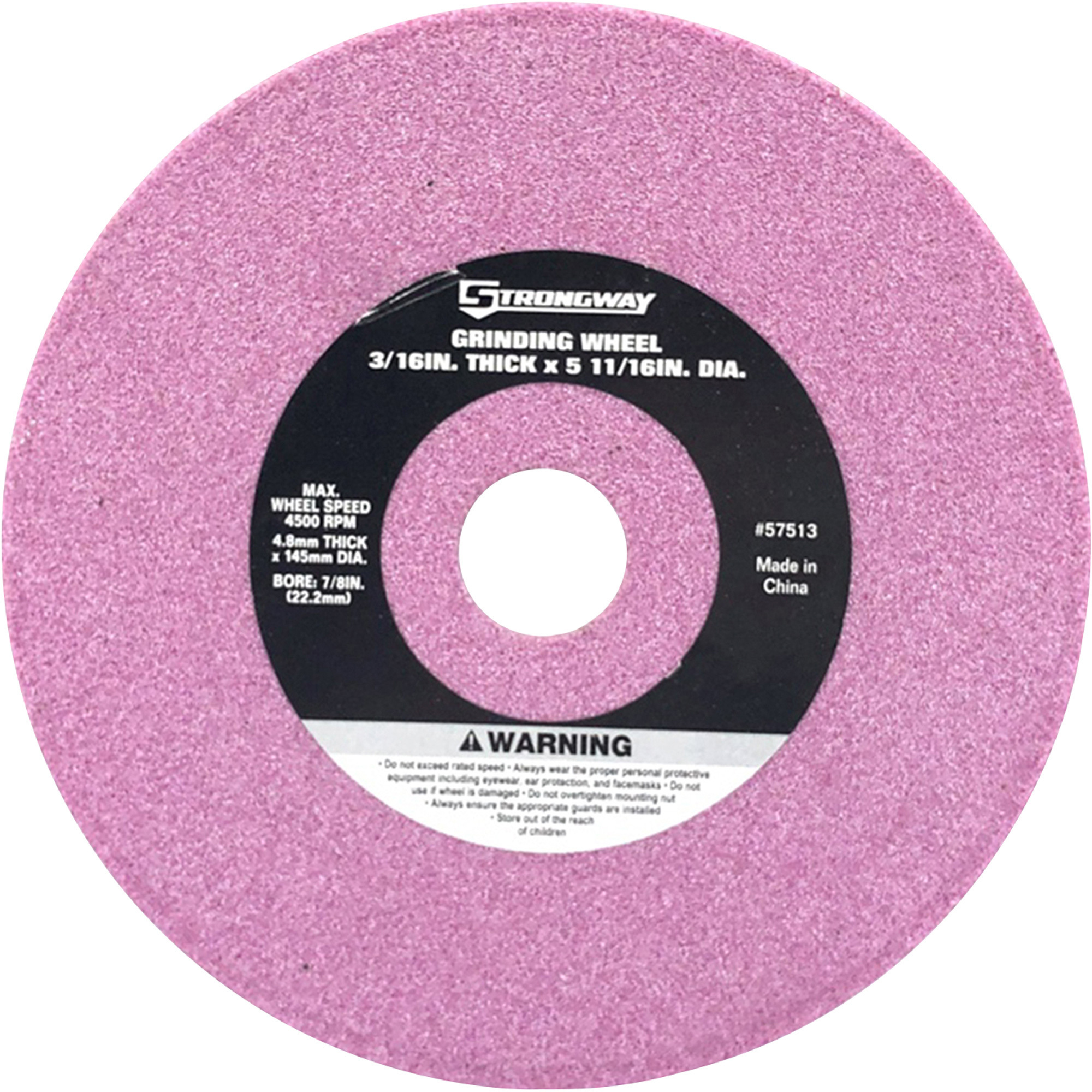 Strongway Grinding Wheel, 3/16Inch Thick x 5 11/16Inch Diameter