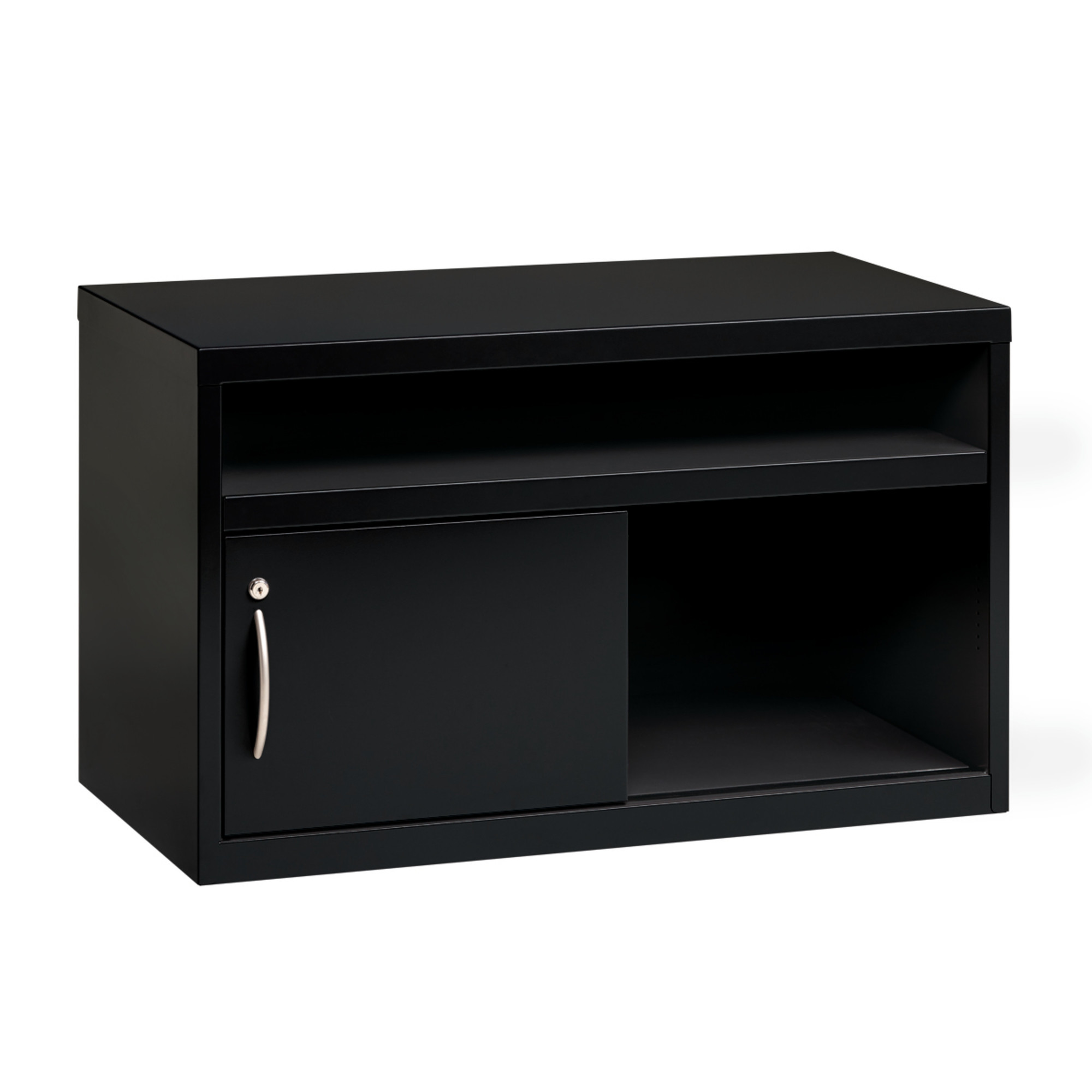 Credenza Lateral Cabinet with Sliding Door, Width 36 in, Depth 18.625 in, Height 22 in, Model - Hirsh Industries 20506