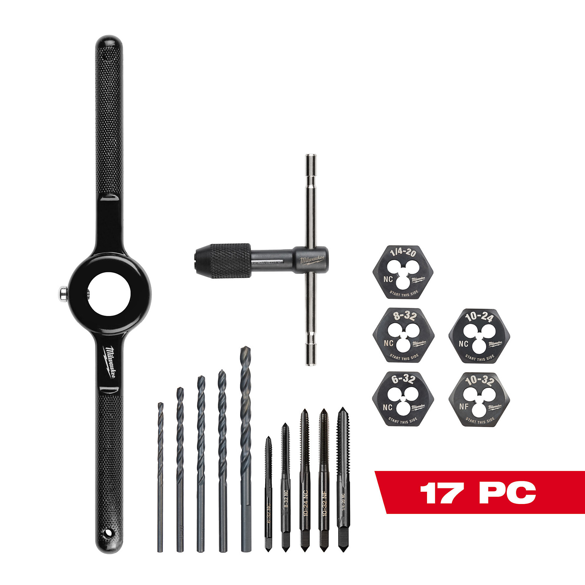 Milwaukee, 17PC SAE Tap and Die Set, Pieces (qty.) 17, Measurement Standard Standard (SAE), Model 49-22-5600