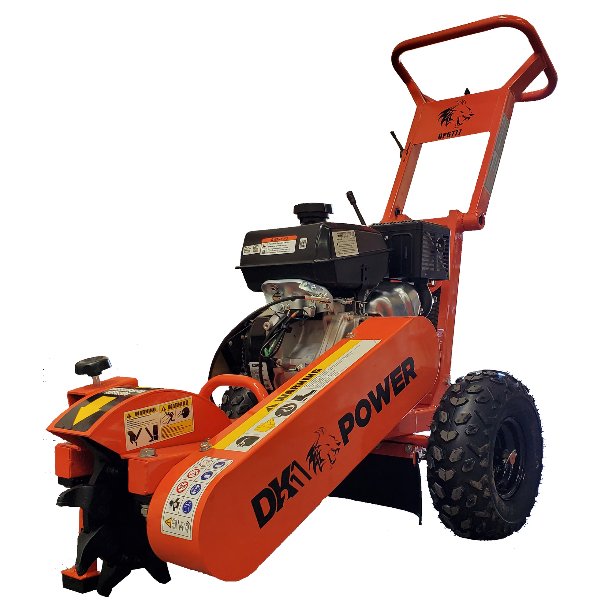 DK2 Power, Stump grinder 14hp hd commercial frame, Engine Displacement 429 cc, Horsepower 14, Max. Cutting Thickness 3.5 in, Model OPG777