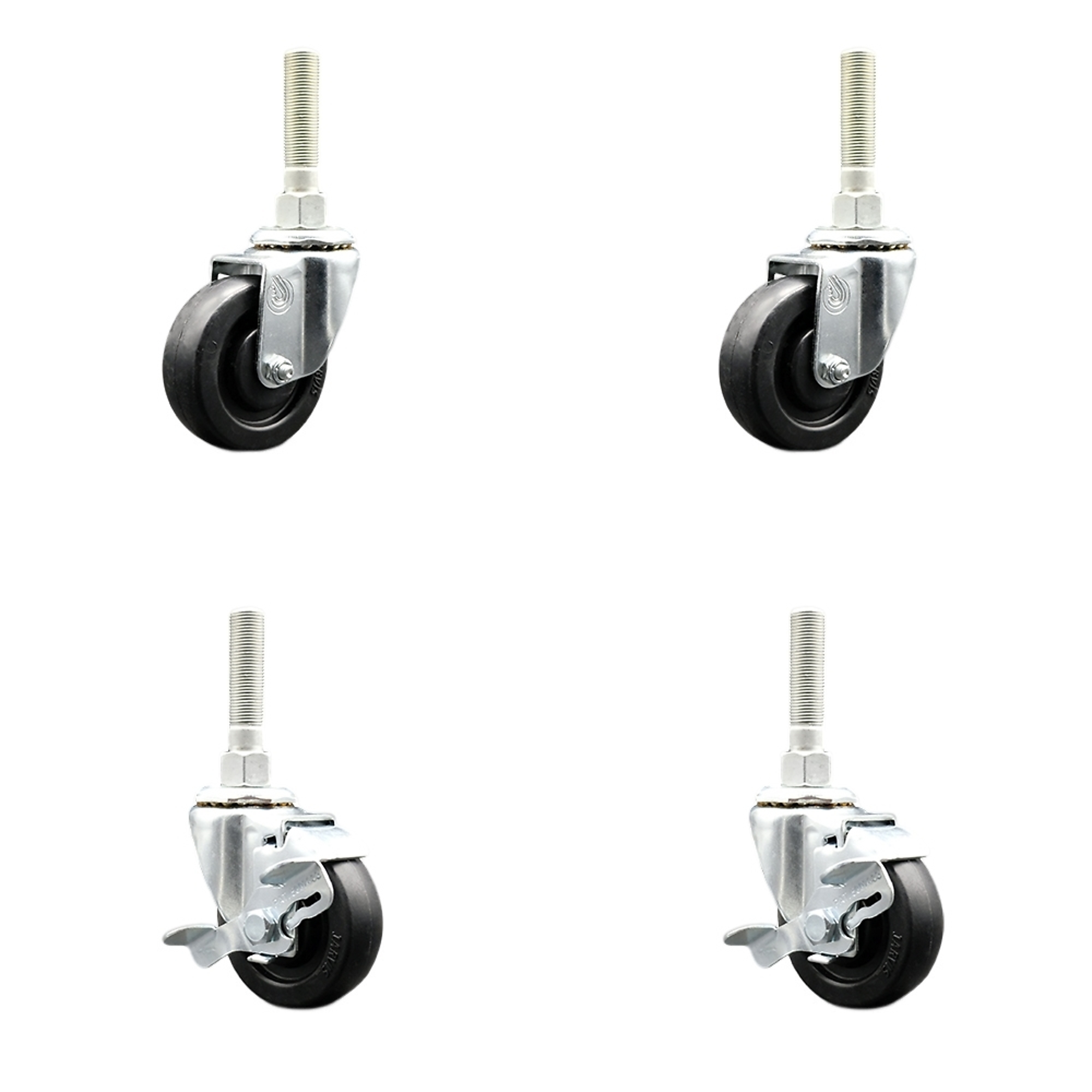 Service Caster, 3Inch x 1Inch Stem Casters, Wheel Diameter 3 in, Caster Type Swivel, Package (qty.) 4, Model HEN-SCC-TS05S310-POS-58SP-2-TLB-2