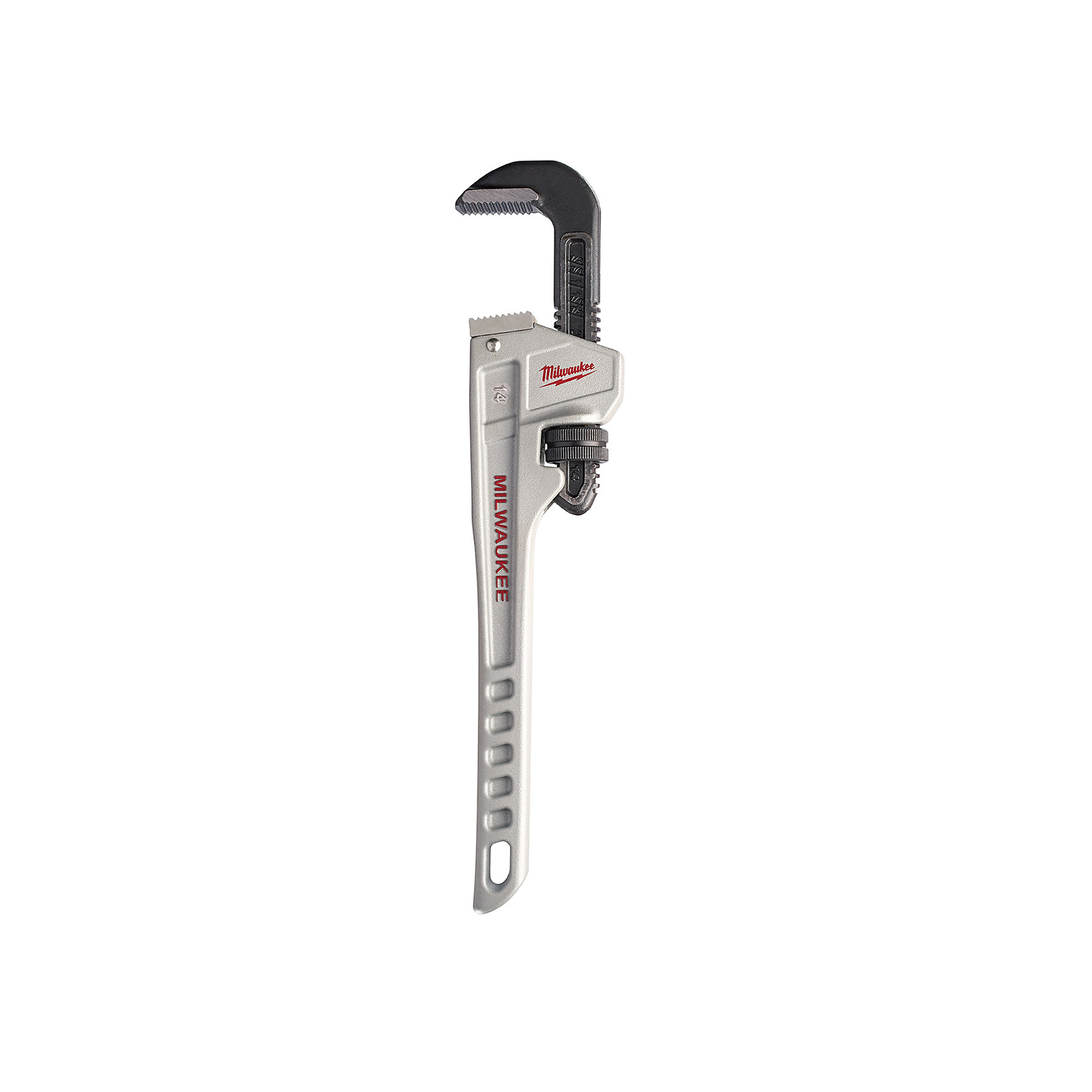 Milwaukee, 14â Aluminum Pipe Wrench, Pieces (qty.) 1, Tool Length 14 in, Measurement Standard Standard (SAE), Model 48-22-7214