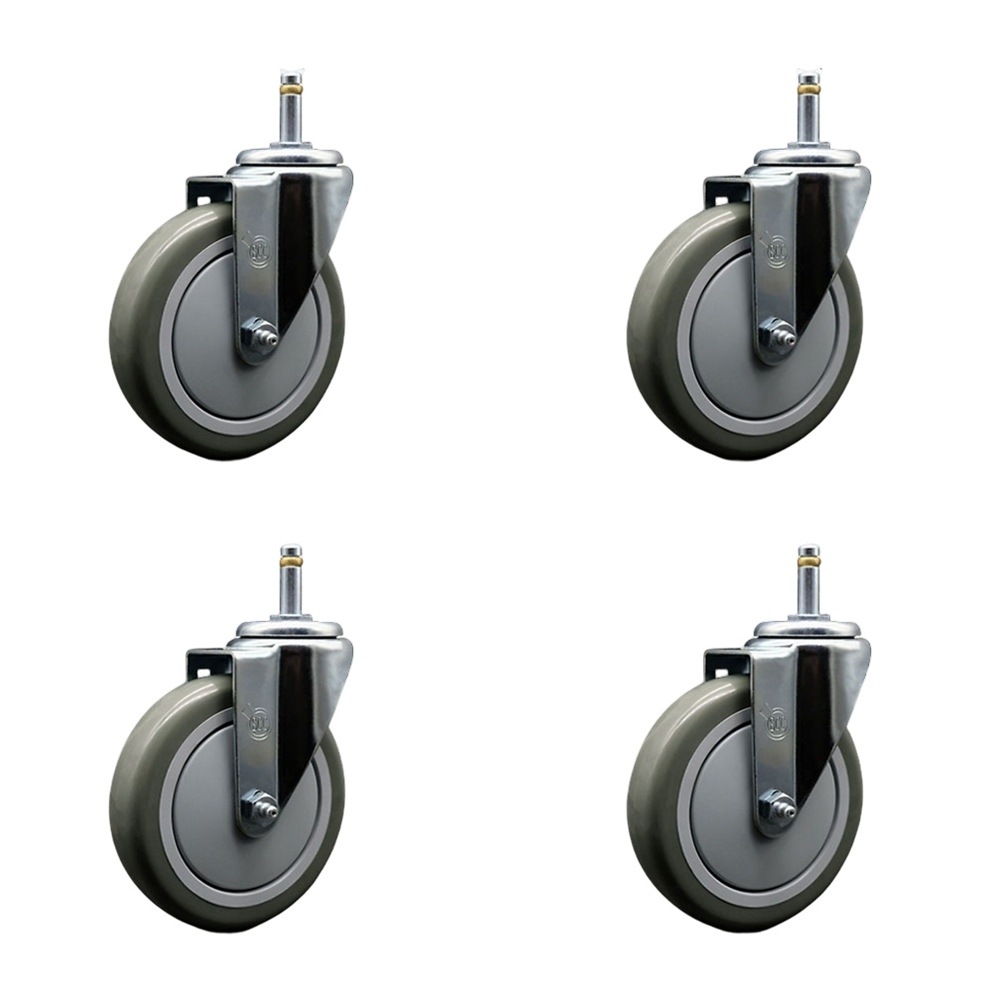 Service Caster, 5Inch x 1 1/4Inch Stem Casters, Wheel Diameter 5 in, Caster Type Swivel, Package (qty.) 4, Model SCC-GR20S514-PPUB-716138-4