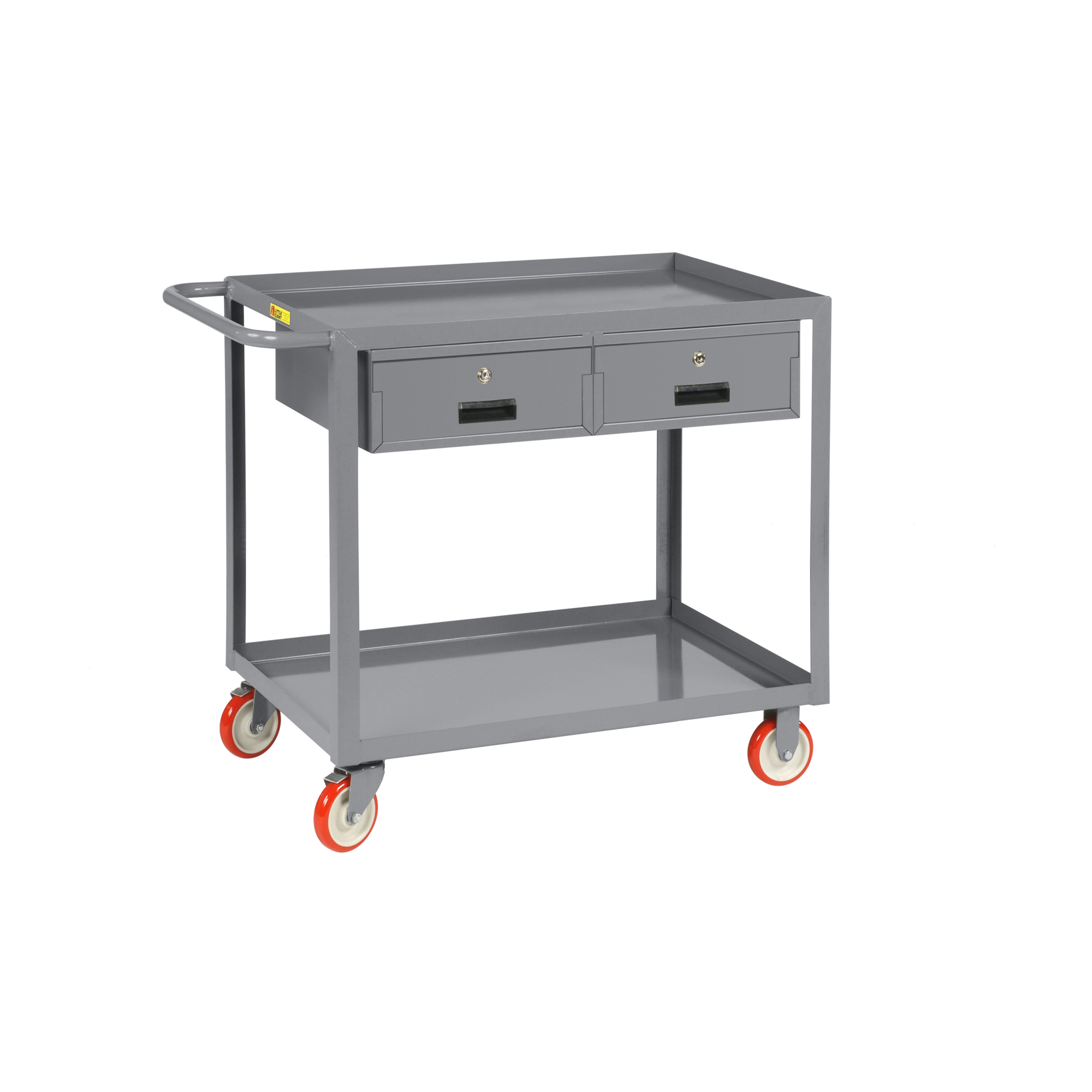 Little Giant, Welded Service Cart, 24x36, 1200 lbs, Total Capacity 1200 lb, Shelves (qty.) 2, Material Carbon Steel, Model LGL-2436-BK-2DR