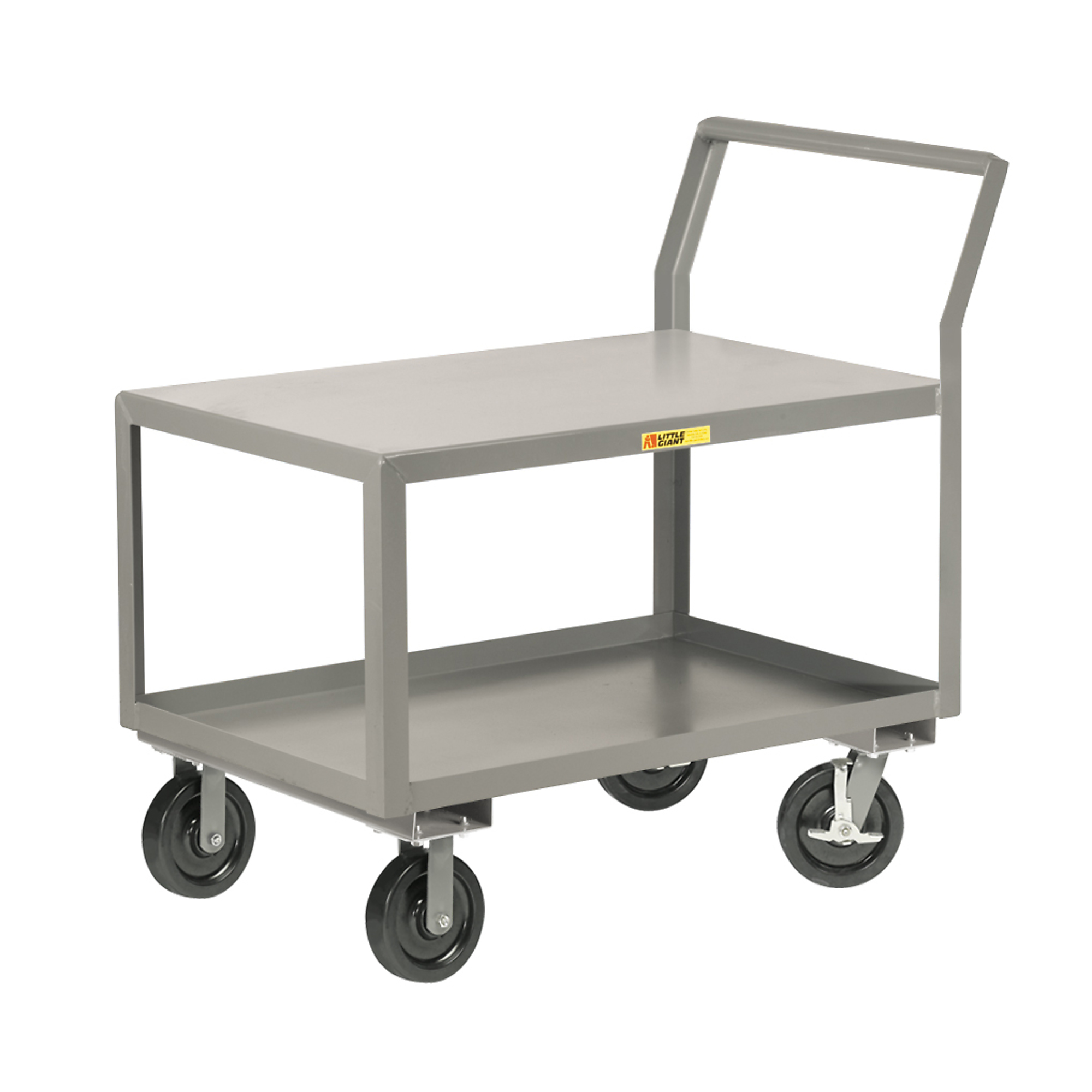 Little Giant, Sloped Handle HD Shelf Cart, 30x48, 3600 lbs, Total Capacity 3600 lb, Shelves (qty.) 2, Material Carbon Steel, Model GLK-3048-8PHBRK