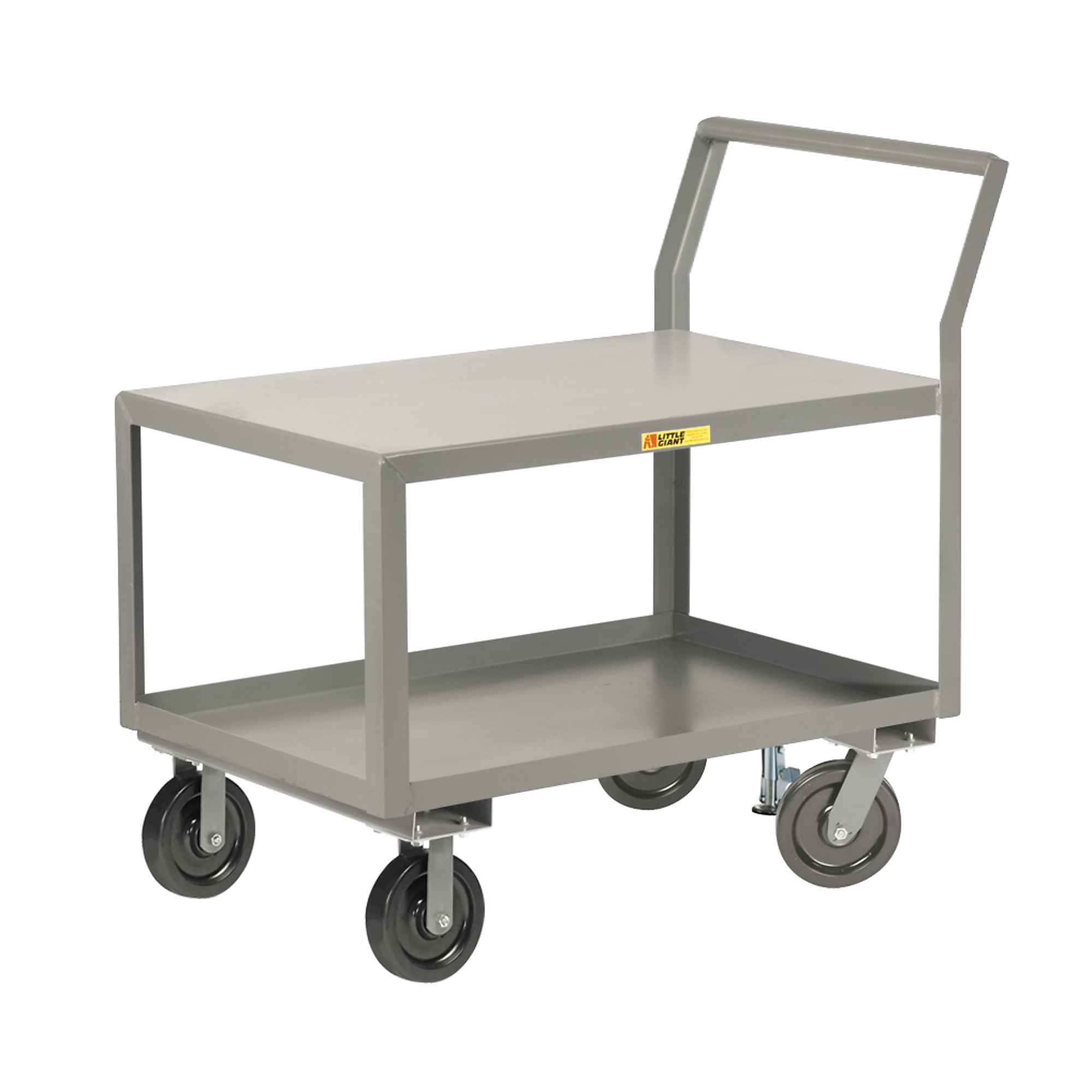 Little Giant, Sloped Handle HD Shelf Cart, 30x48, 3600 lbs, Total Capacity 3600 lb, Shelves (qty.) 2, Material Carbon Steel, Model GLK-3048-8PH-FL