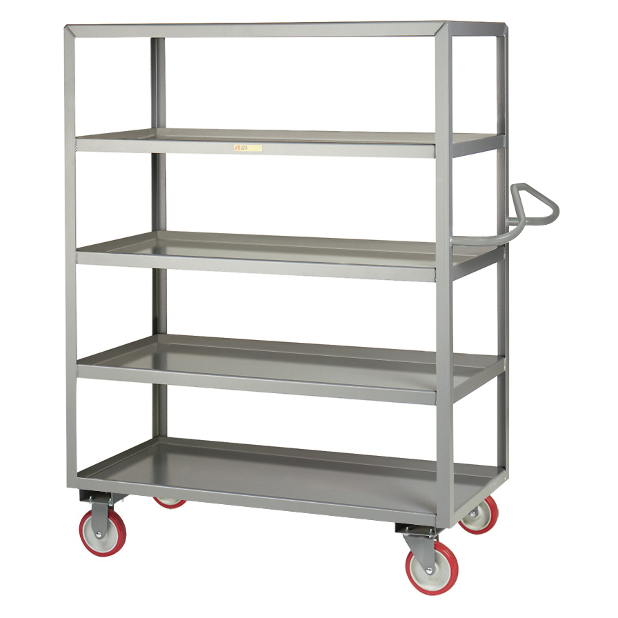 Little Giant, 5-Shelf Service Cart, Ergo Handle, 24x48, 1200 lbs, Total Capacity 1200 lb, Shelves (qty.) 5, Material Carbon Steel, Model 5ENML-2448-