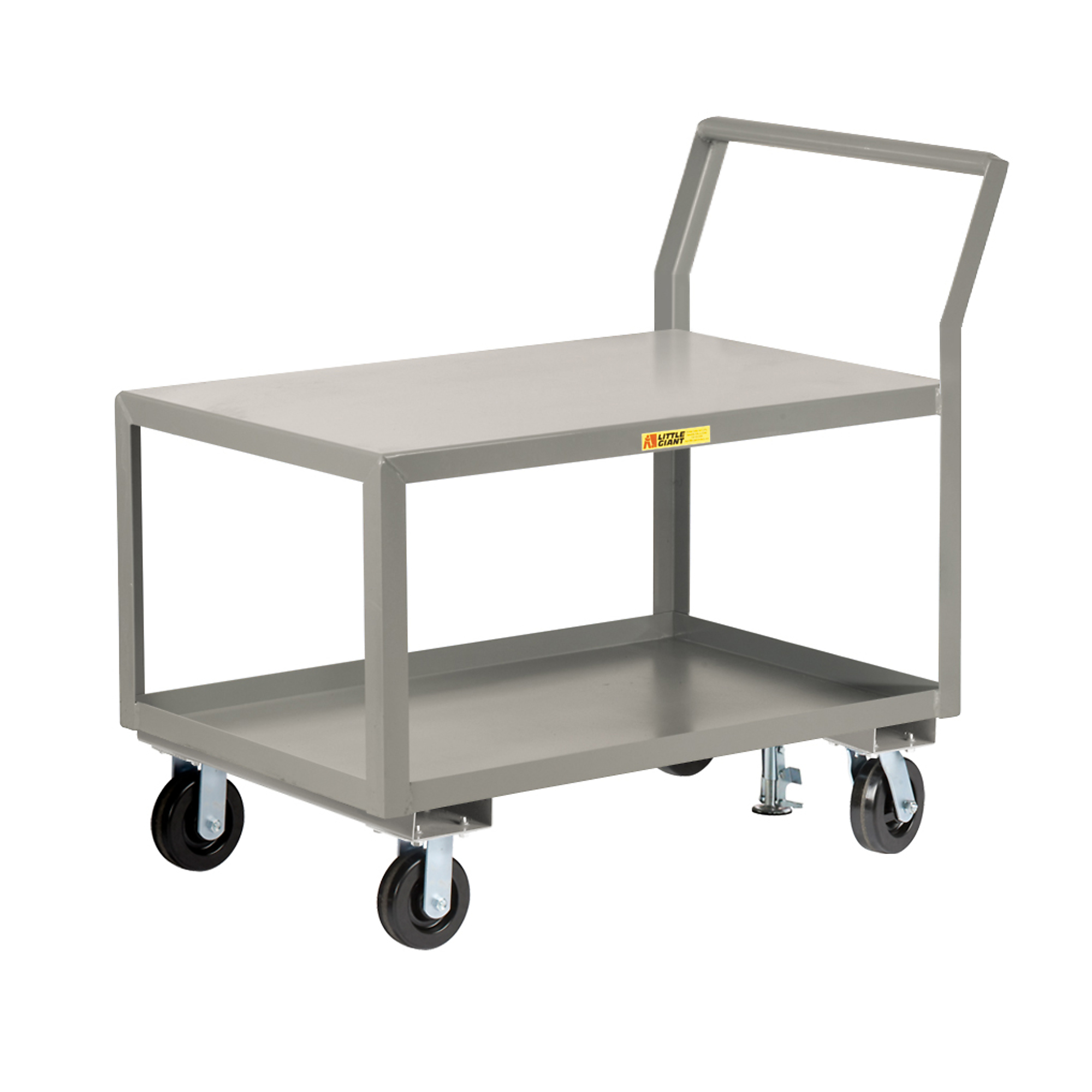 Little Giant, Sloped Handle HD Shelf Cart, 24x36, 3600 lbs, Total Capacity 3600 lb, Shelves (qty.) 2, Material Carbon Steel, Model GCK-2436-6PH-FL