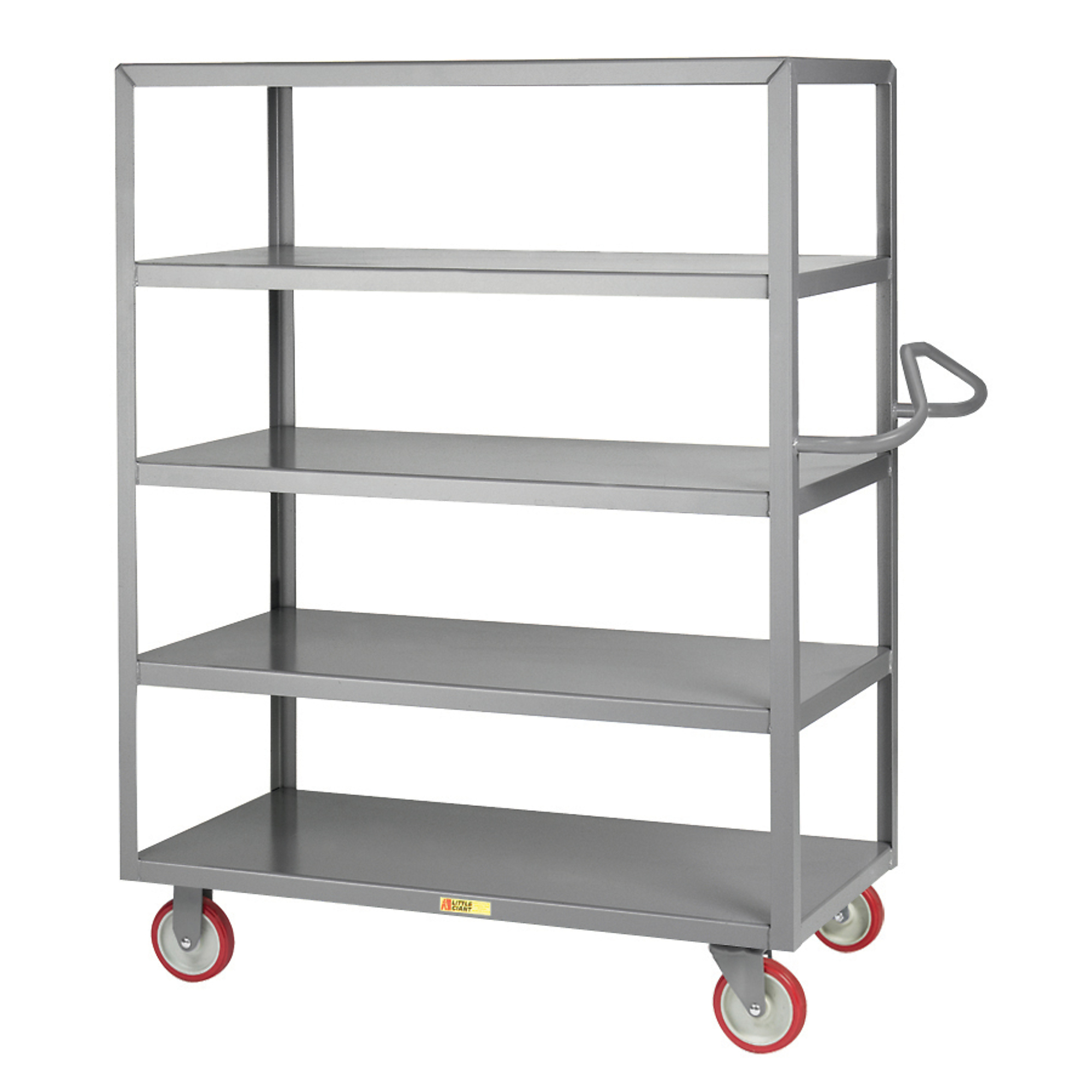 Little Giant, 5-Shelf Service Cart, Ergo Handle, 24x48, 1200 lbs, Total Capacity 1200 lb, Shelves (qty.) 5, Material Carbon Steel, Model 5ENM-2448-5PY