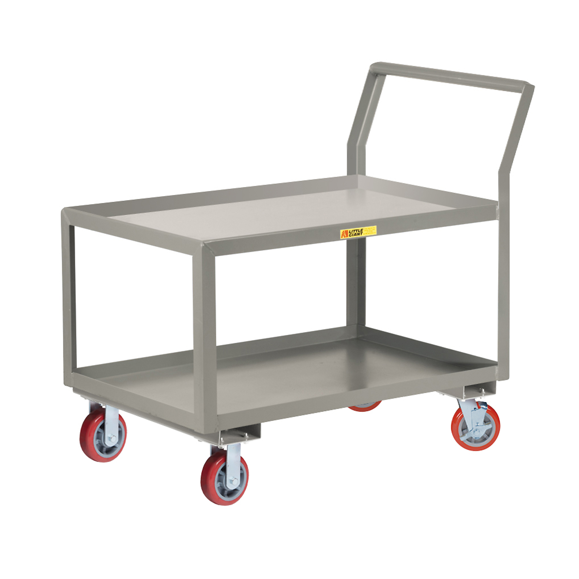 Little Giant, Sloped Handle HD Shelf Cart, 30x48, 3600 lbs, Total Capacity 3600 lb, Shelves (qty.) 2, Material Carbon Steel, Model GLK-3048-6PYBRK