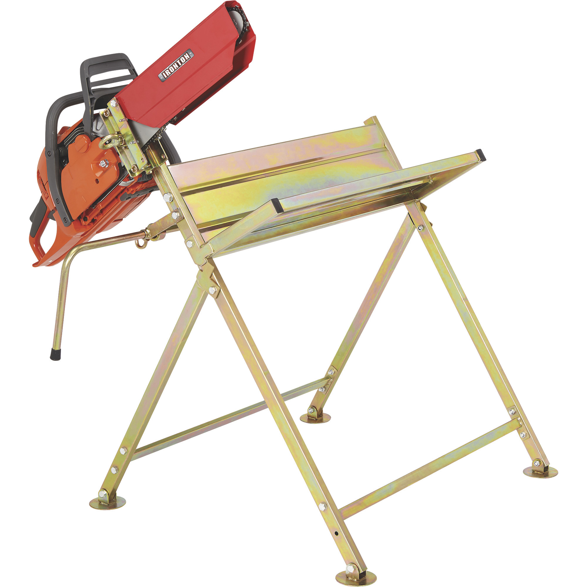 Ironton Sawhorse with Chainsaw Holder, Holds Logs to 6ft.L x 8.75Inch Diameter, 220-Lb. Capacity