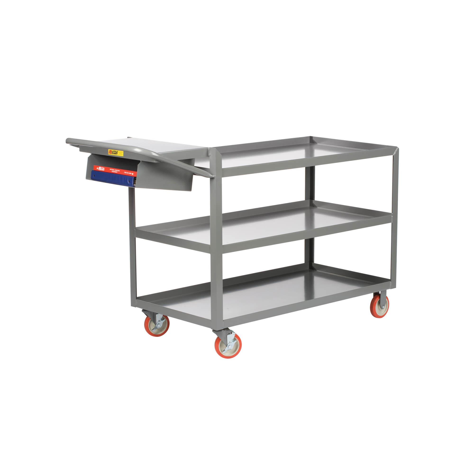 Little Giant, 3-Shelf Order Picking Truck, 24x48, 1200 lbs, Total Capacity 1200 lb, Shelves (qty.) 3, Material Carbon Steel, Model 3LGL-2448-WS-P-BK