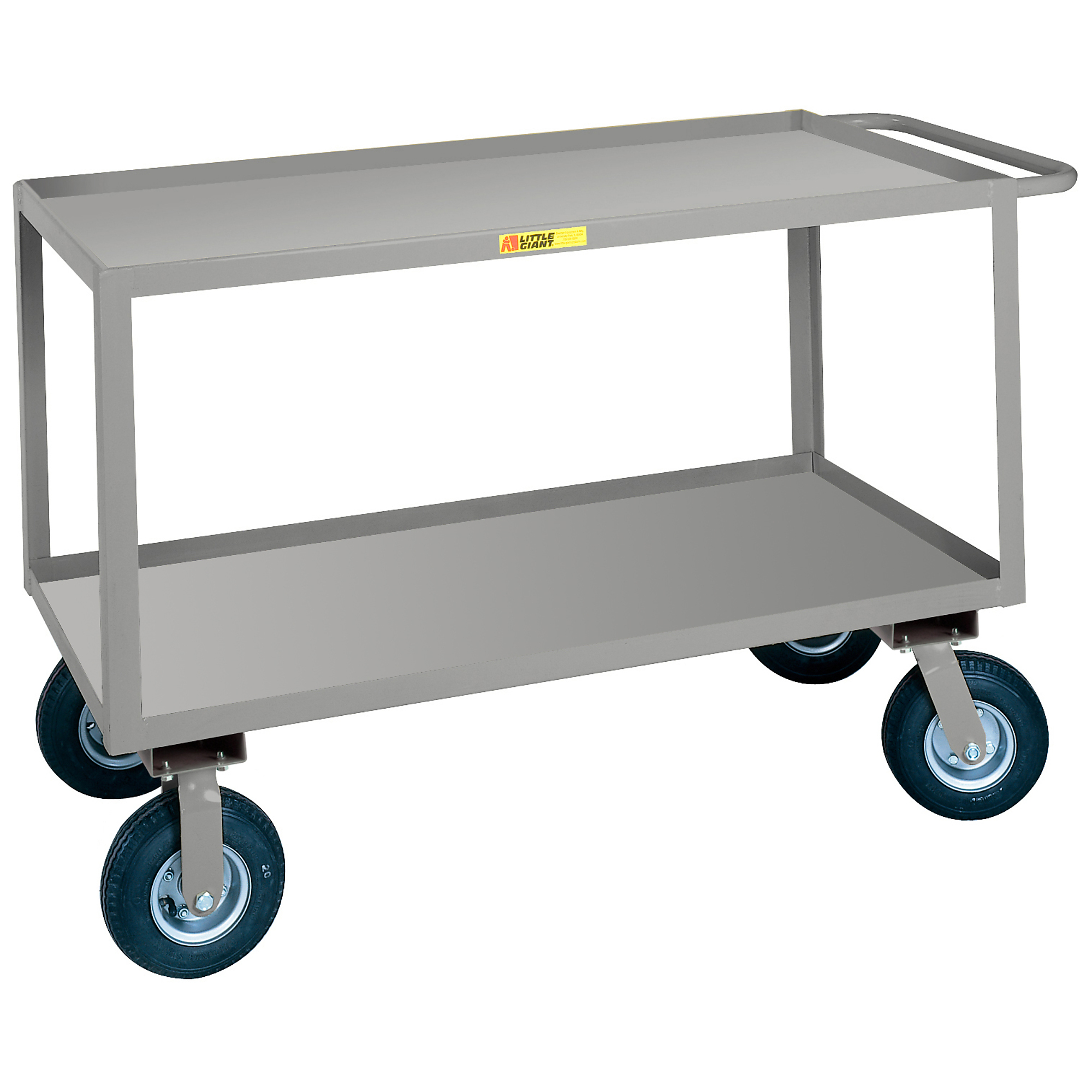 Little Giant, Flush-Handle Instrument Cart, 24x48, 1200 lbs, Total Capacity 1200 lb, Shelves (qty.) 2, Material Carbon Steel, Model GLF-2448-9P